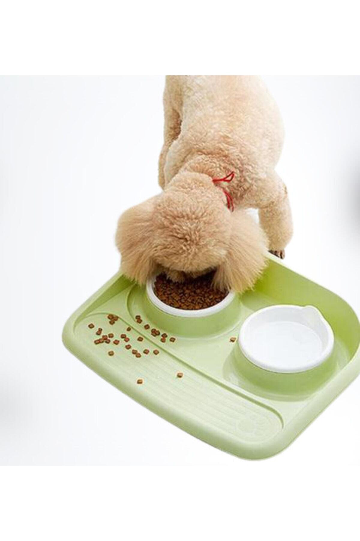 Mixpet Kedi Köpek Tepsili Ikili Mama Ve Su Kabı Yeşil