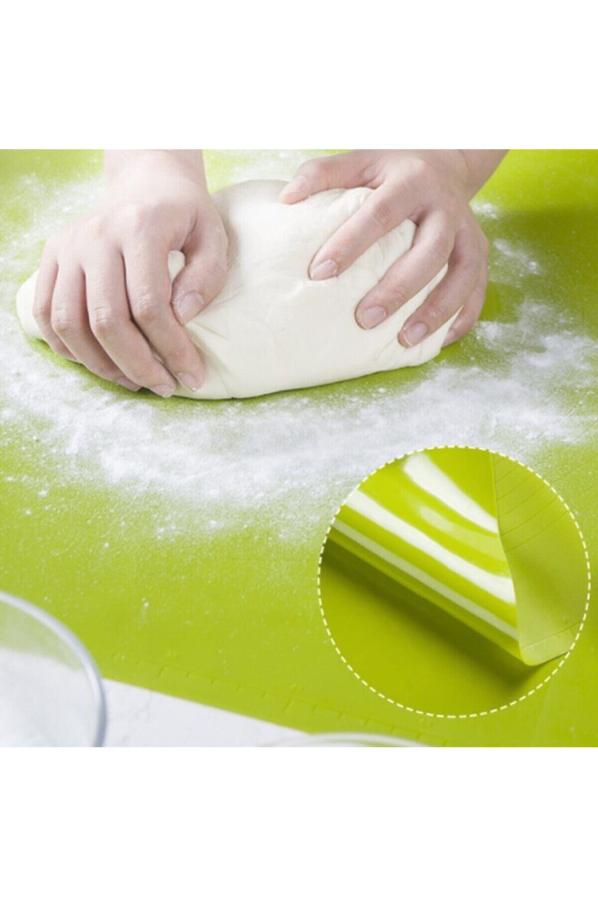 TEKNOPARS 40*50 Cm Silikon Ölçekli Kullanımı Kolay Hamur Açma Matı Ekmek Mantı Makarna Hamuru Yoğurma Matı