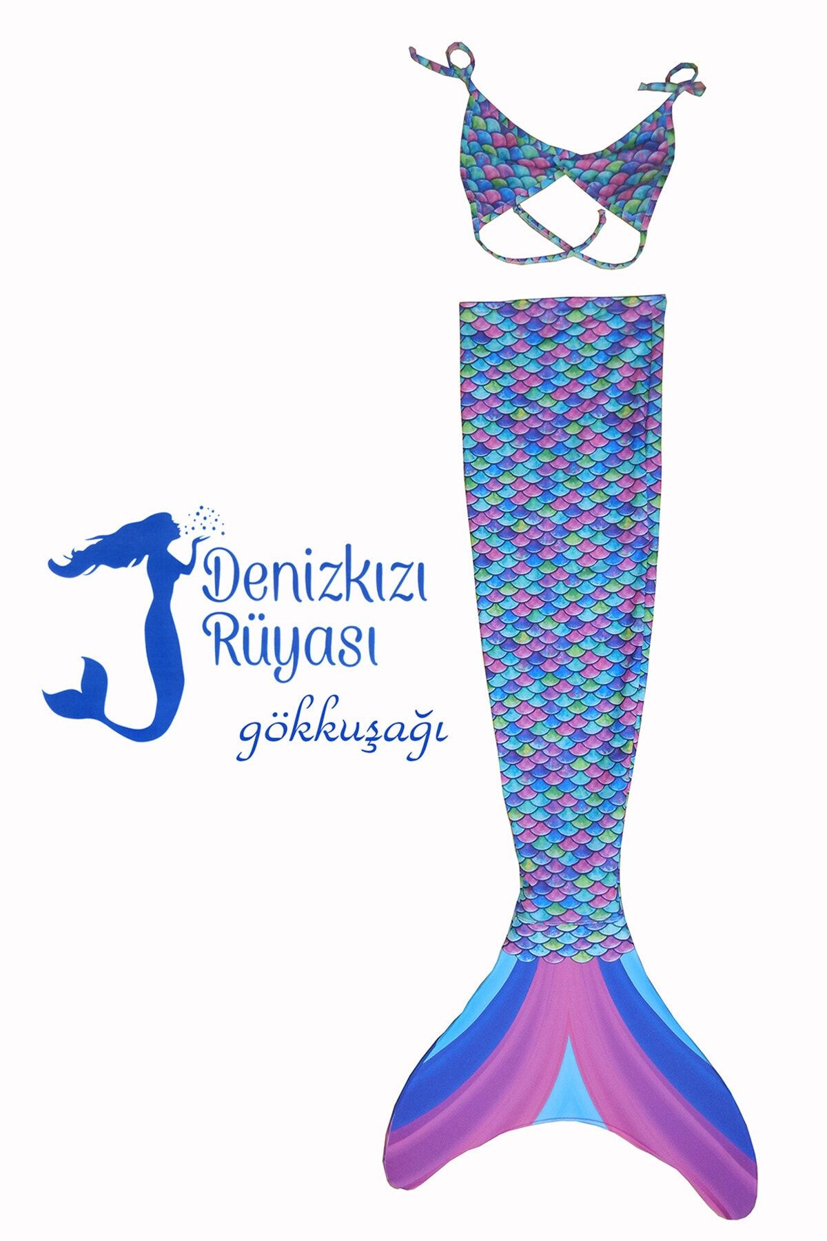 mermaid dream deniz kizi mayosu yuzmeye uygun paleti ile kiz cocuklari icin gokkusagi xs 6 9 yas fiyati yorumlari trendyol