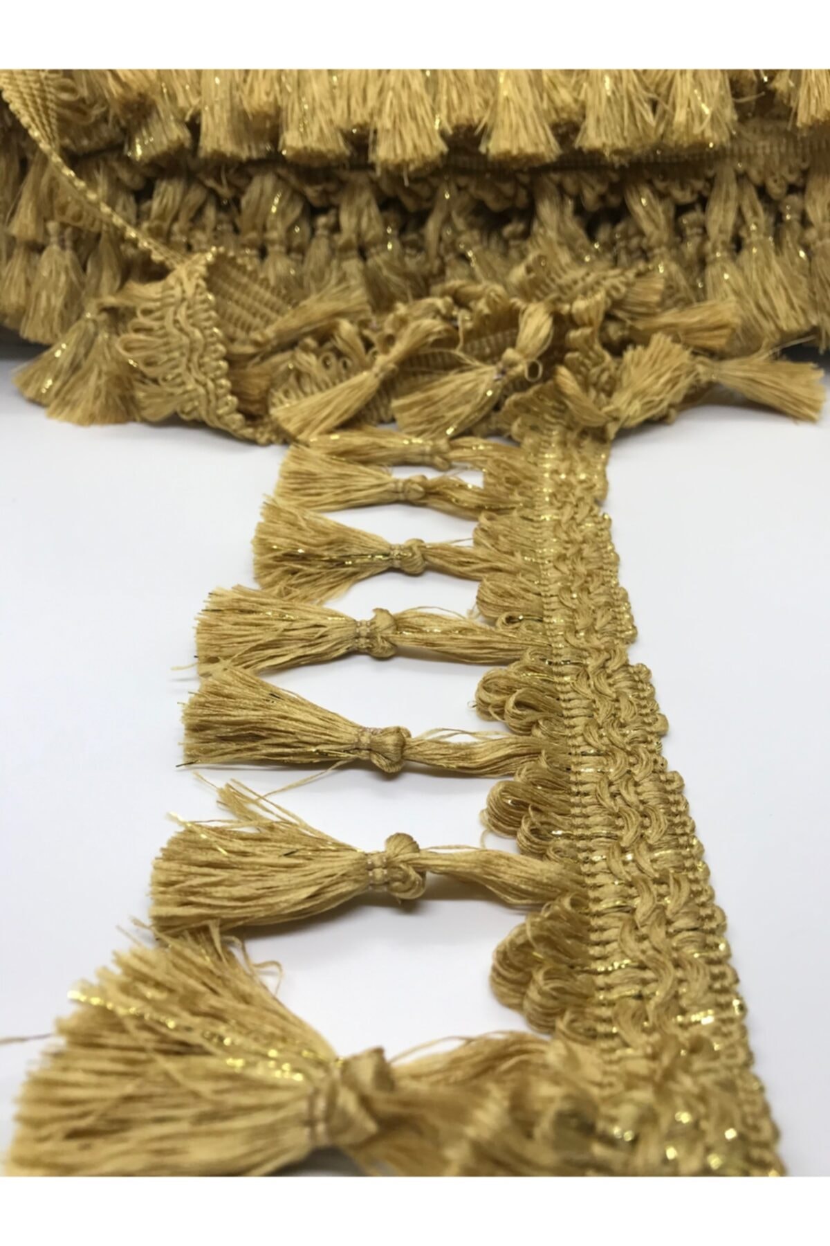 Hobigram Sarı Sim Detaylı Topuzlu Saçak Şerit Püskül