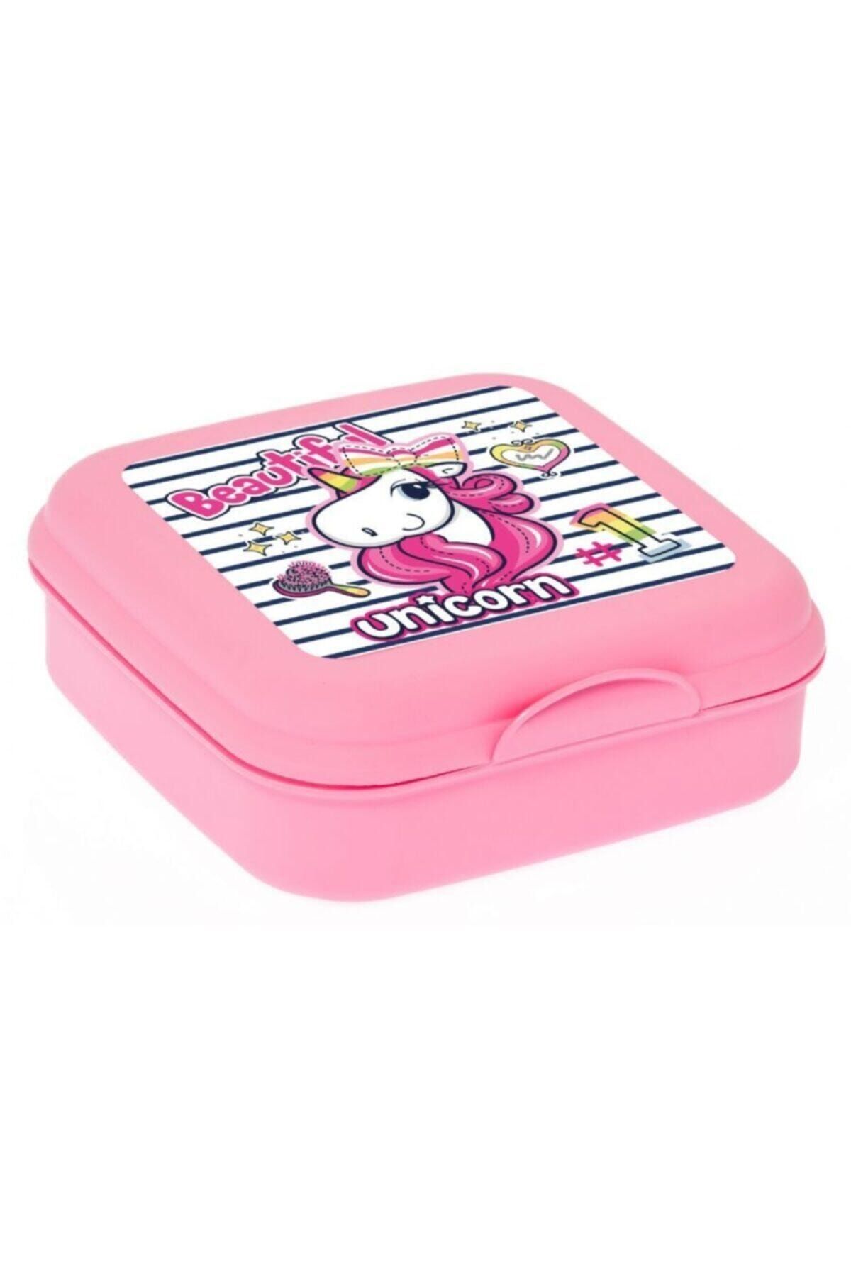Herevin Unicorn Desenli Sandviç/Beslenme Kutusu - Pembe