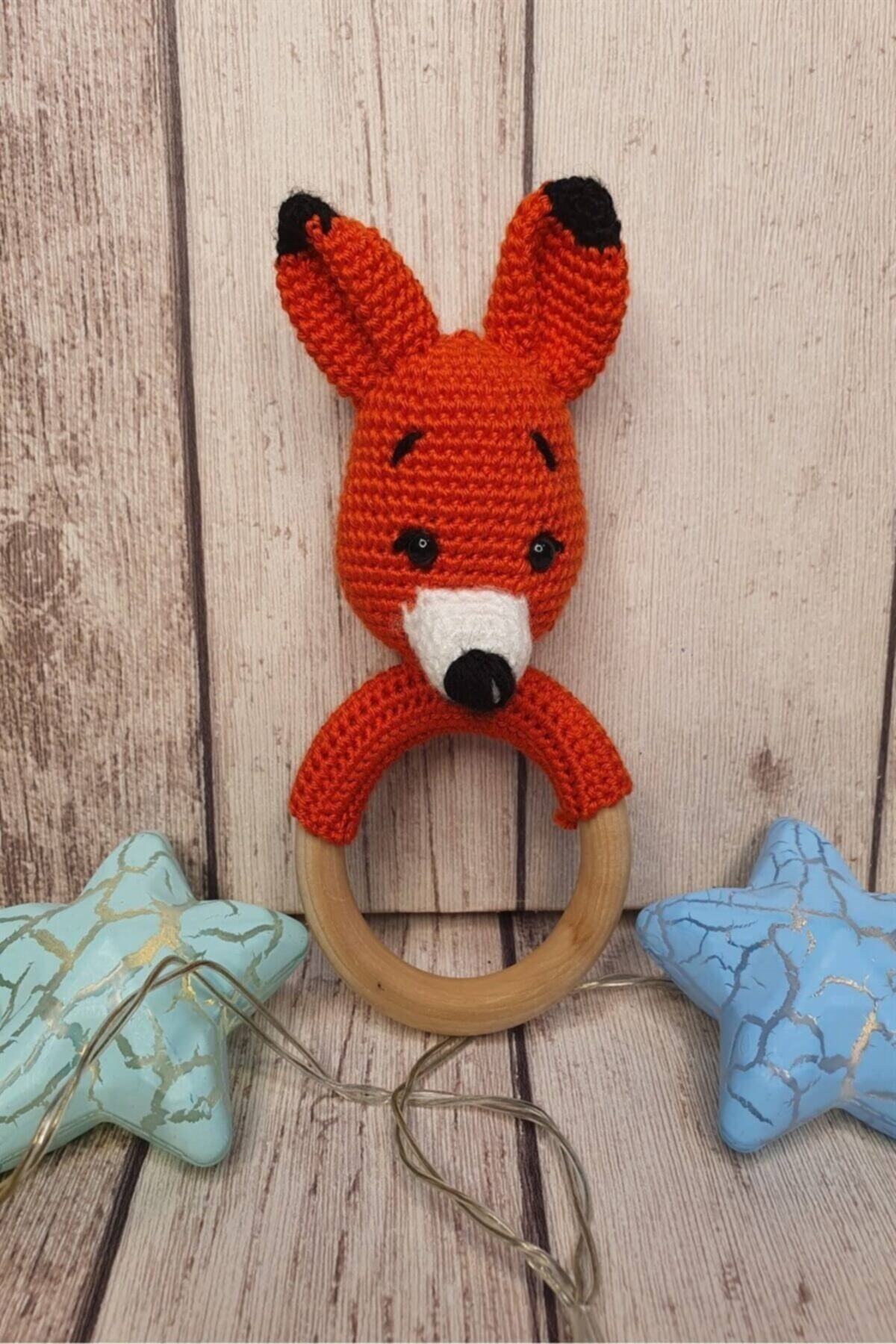 First Step Amigurumi Organik Yıkanabilir El Örmesi Diş Kaşıyıcı Çıngırak Turuncu Tilki