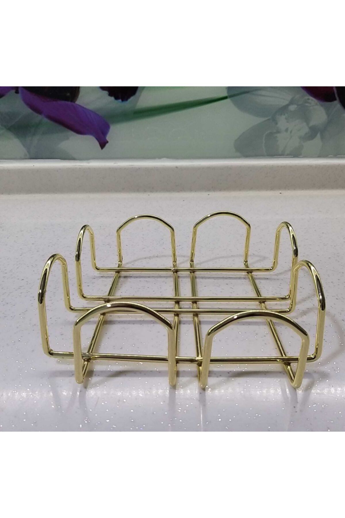 Tiydem Altın Kaplama Gold Paslanmaz Dolu Çelik Peçetelik 18x18x7 Cm
