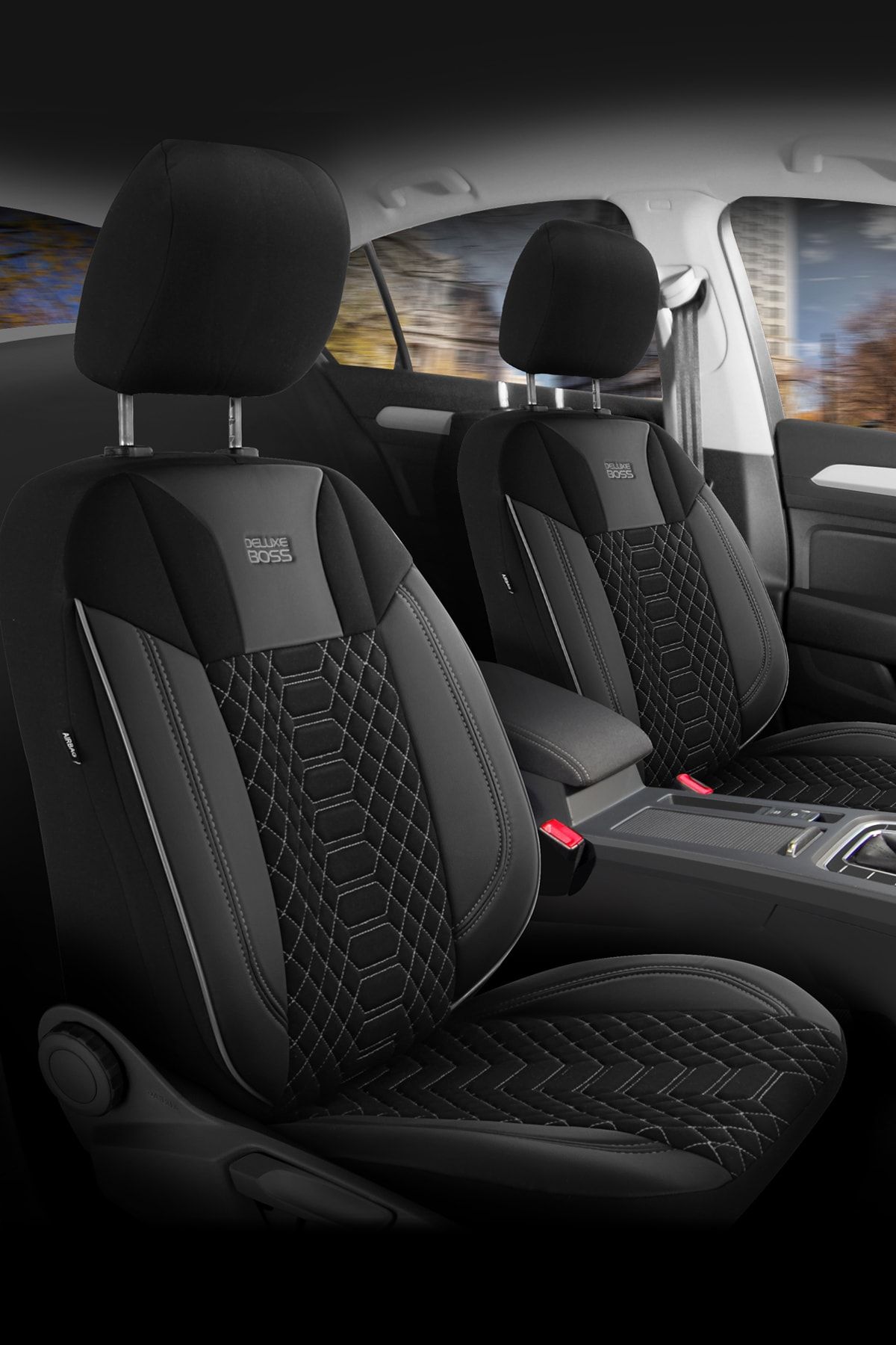 deluxe boss special oto koltuk kilifi modena serisi siyah renk fume nakis fiyati yorumlari trendyol