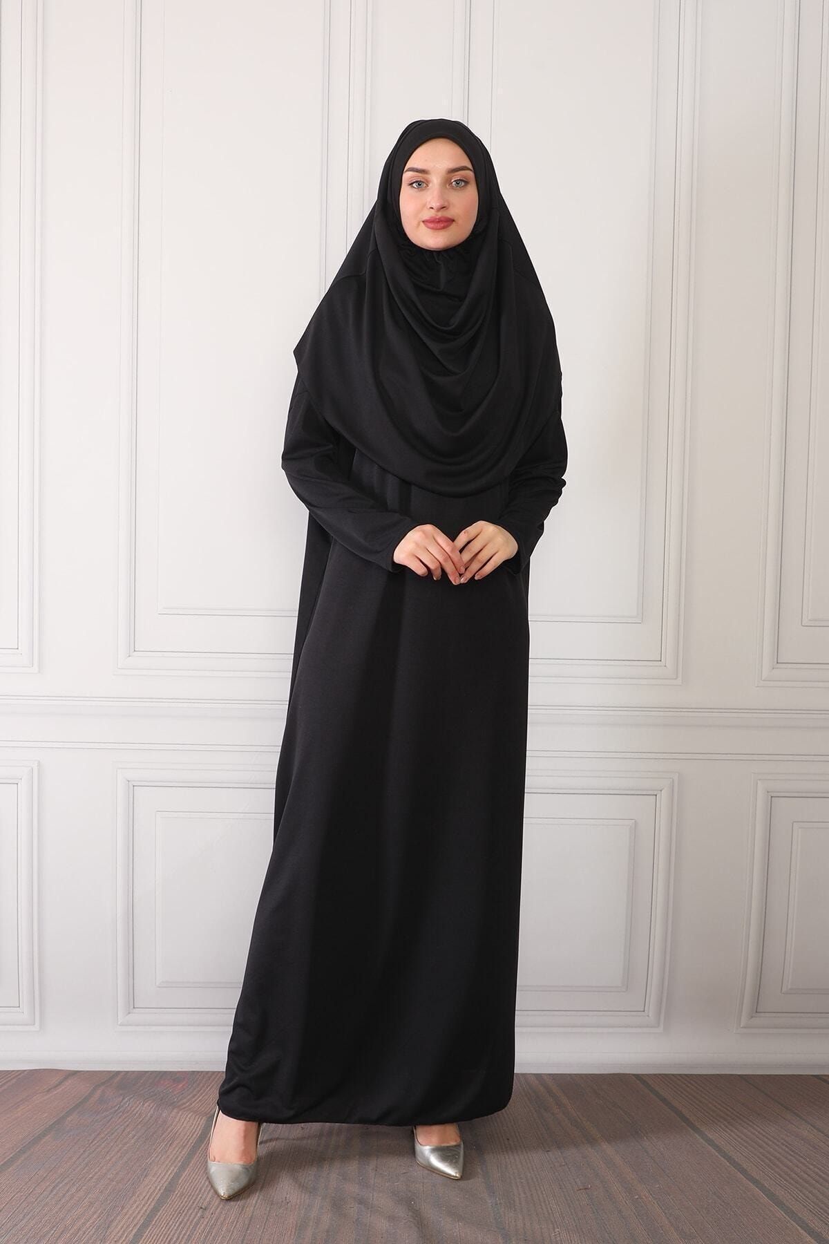 ASLINUR GİYİM Kadın Siyah Tek Parça Namaz Elbisesi