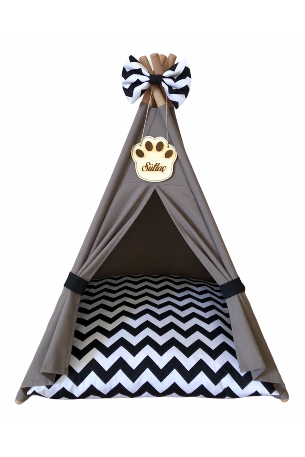 Pet Nest 55-55cm Yataklı Antrasit Yıkanabilir Kedi Çadırı