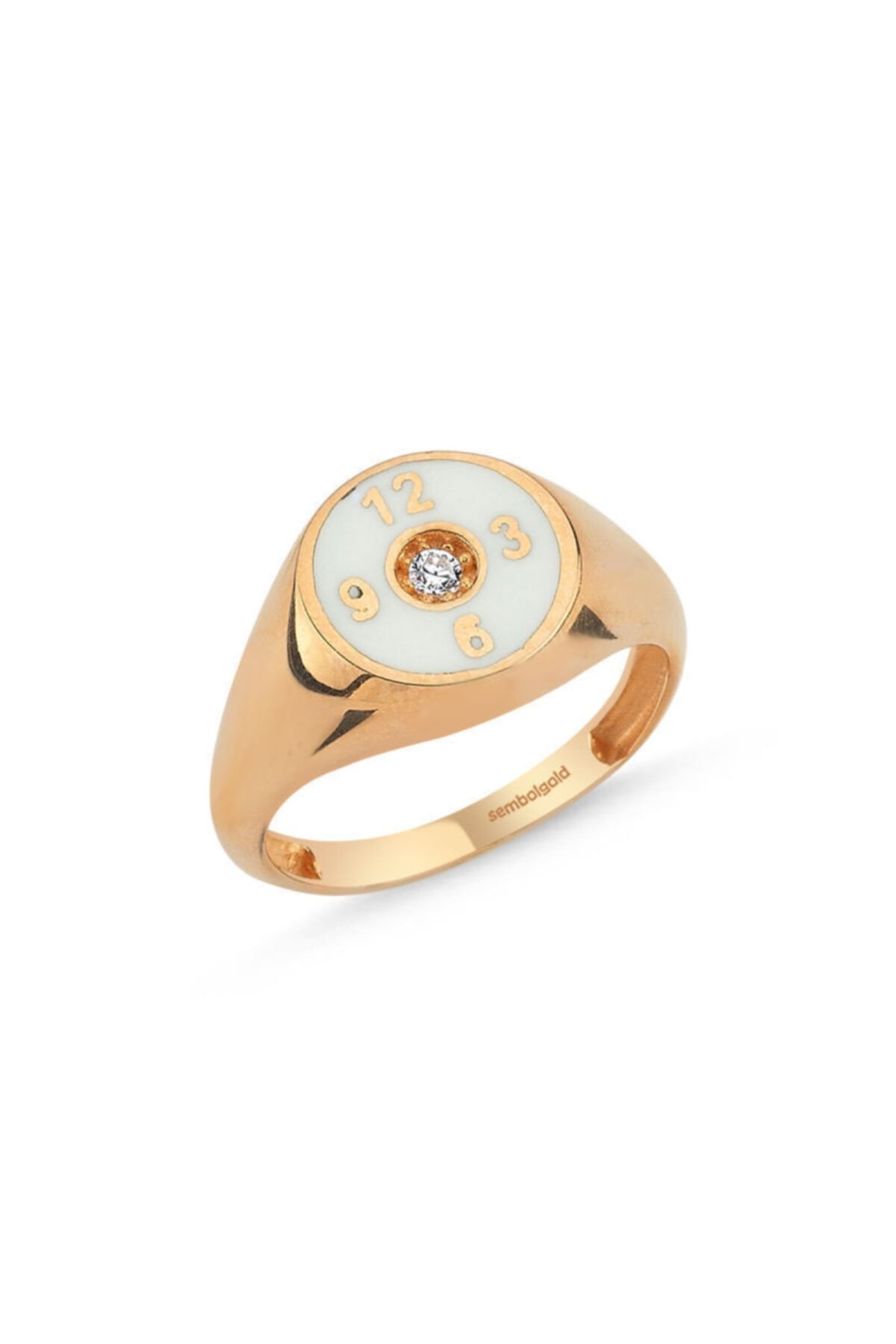Sembol Gold Kadın  Rose Mineli Saat Tasarım Altın Şovalye Yüzük
