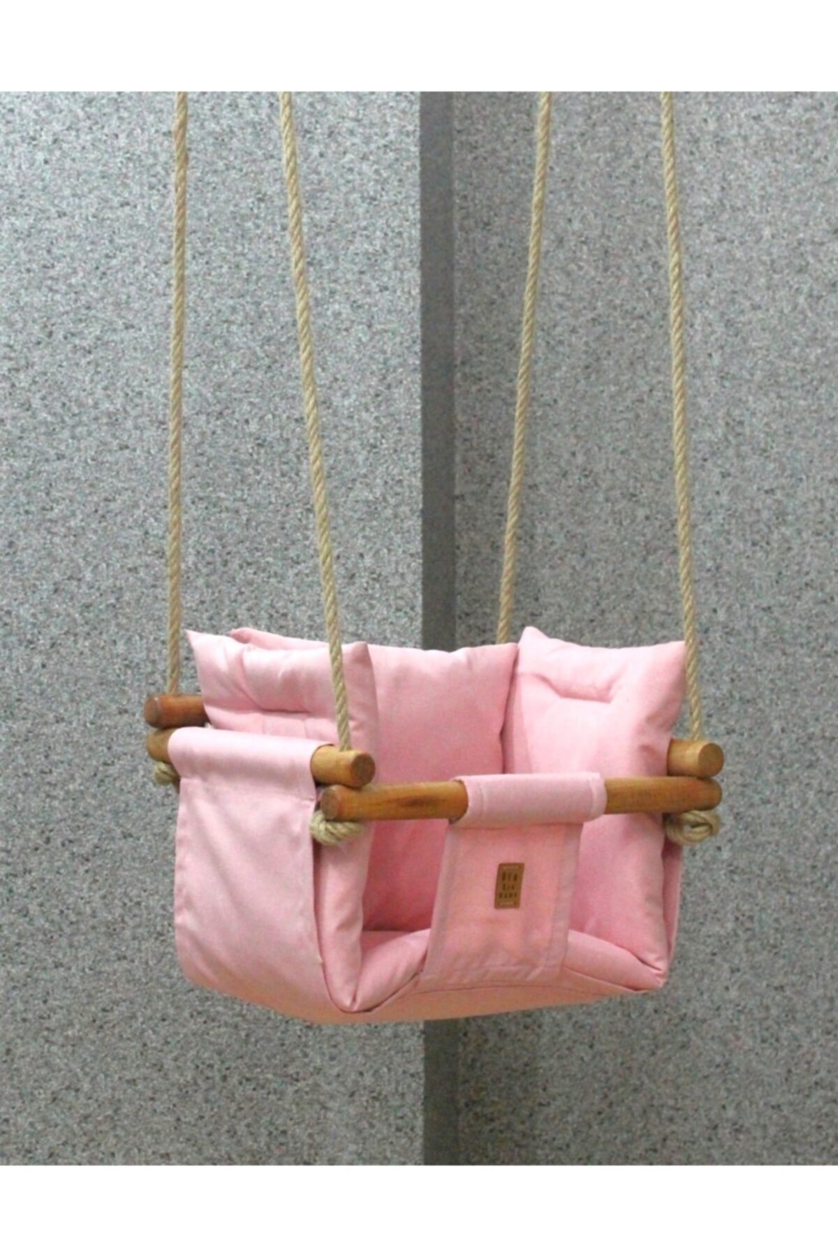 DeaDiaBaby Dea Dia Baby Pudra Pembe Ahşap Bebek Salıncağı