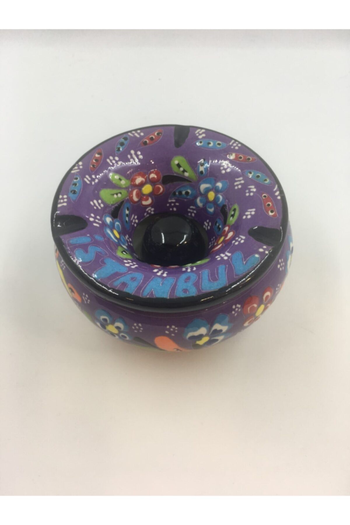 Dost Mor Çini Seramik Art Kapaklı Rüzgar Küllük 12 cm