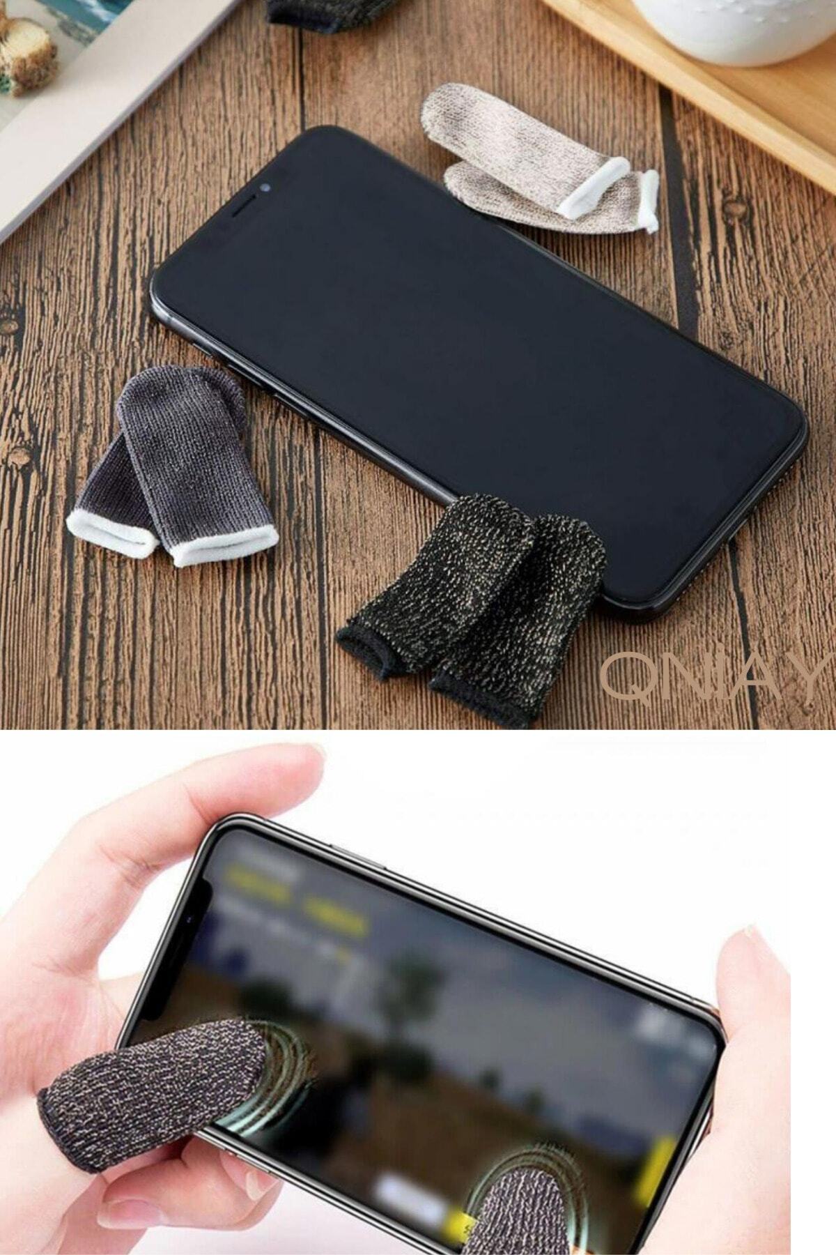 QNİAY 4 Çift Mobile Pubg Parmaklık Eldiveni Oyun Yıkanabilir Ter Önleyici Parmak Eldiven
