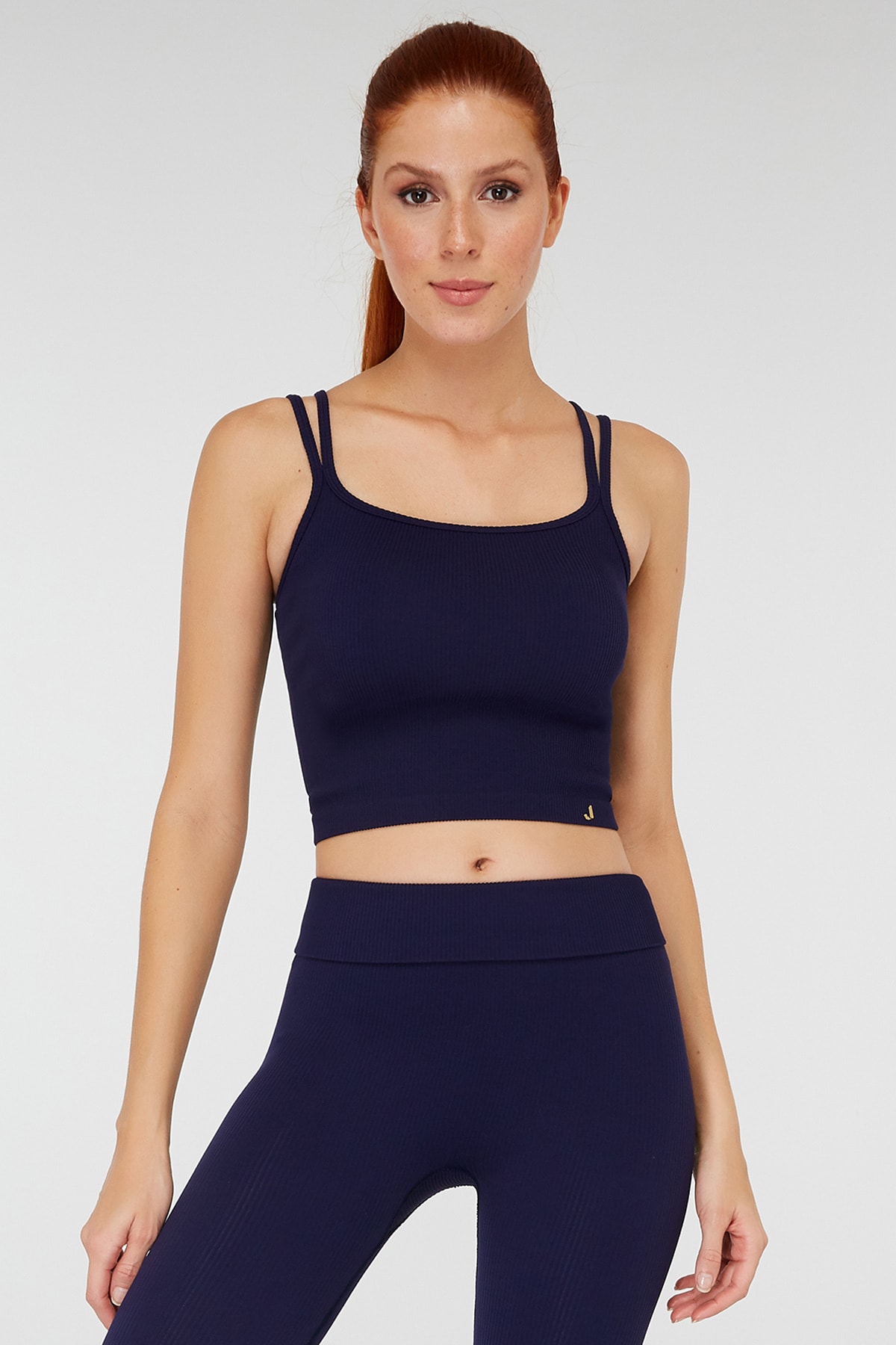 Jerf Darwin Rip Detaylı & Çift Askılı Crop Top Lacivert