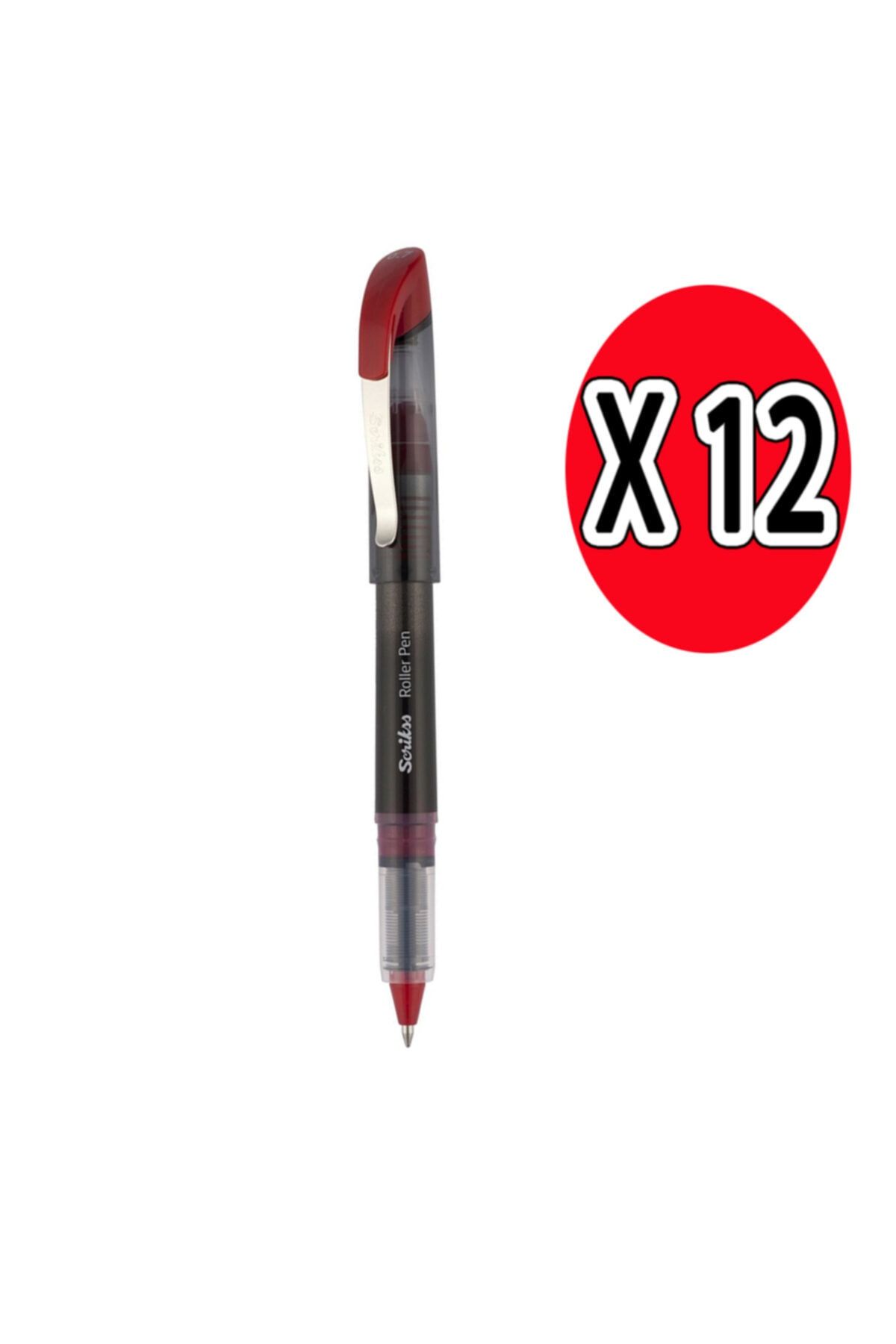 Scrikss Roller Kalem Liquid Pen Konik Uç Kırmızı Lp-68 12 Li