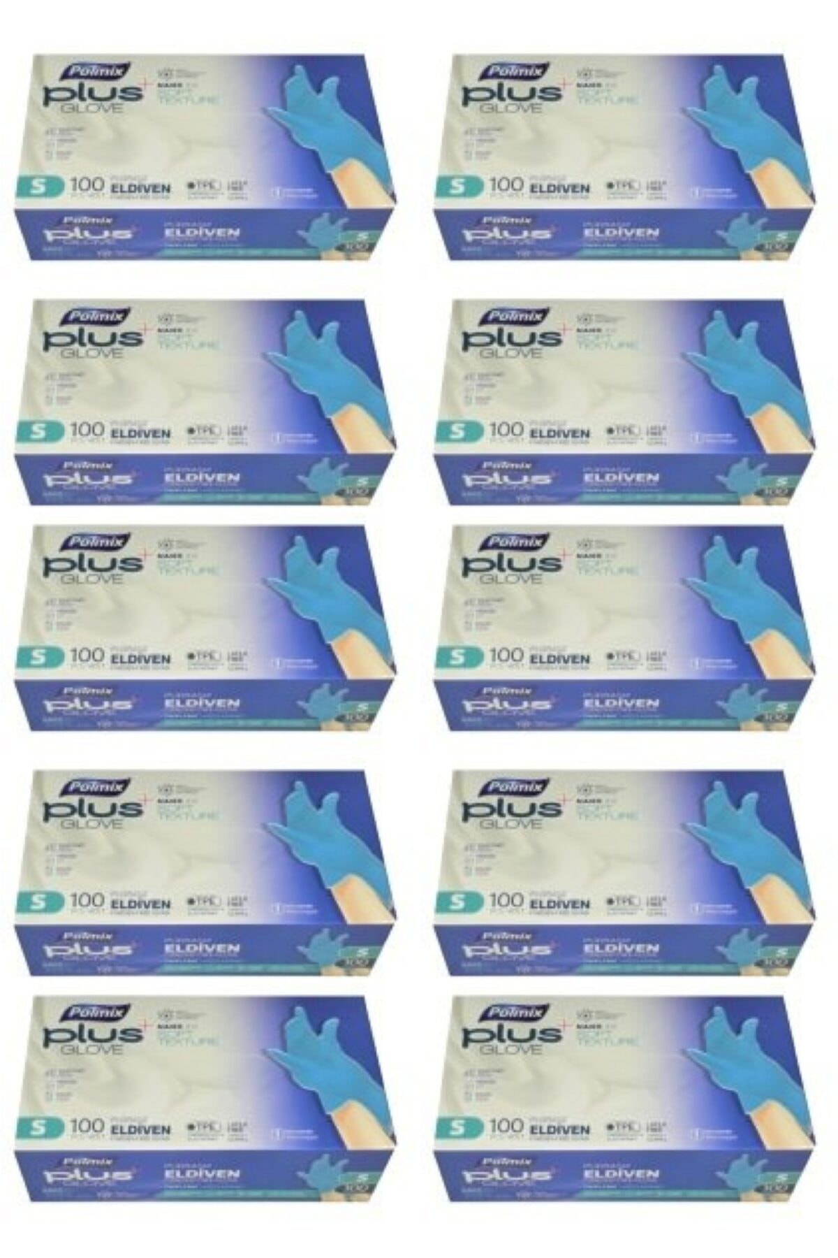 Polmix Plus 10 Kutu Pudrasız Mavi ''s'' Benden Çok Amaçlı Poşet Eldiven