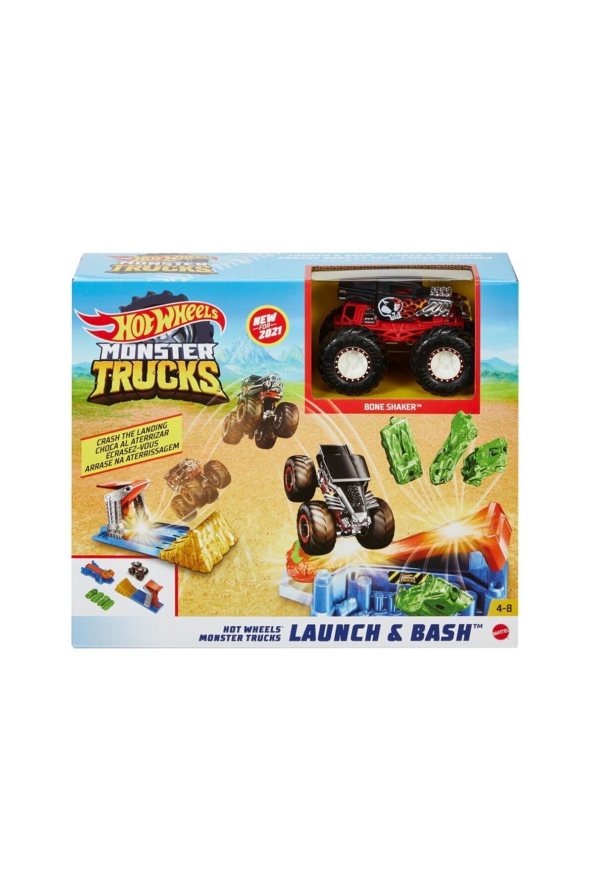 HOT WHEELS Gvk08 Hw Mt Fırlat Ve Çarpış Oyun Seti / Monster Trucks/