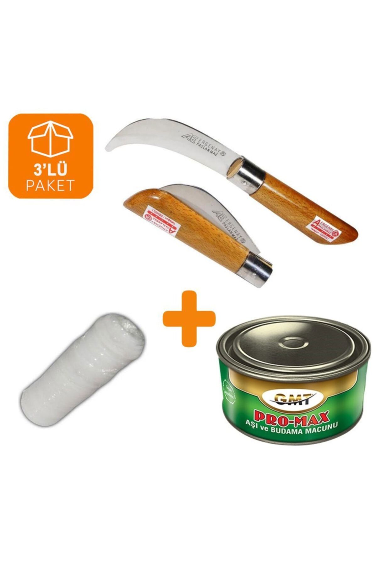 ergenay Kardeşler Aşı Bıçağı 22 Cm + Aşı Macunu + Aşı Bandı (3'lü Aşılama Seti)