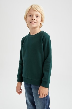DeFacto Erkek &Ccedil;ocuk Regular Fit Okula D&ouml;n&uuml;ş Bisiklet Yaka Selanik Kumaş Sweatshirt