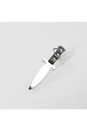 Gümüş Renk Şef Bıçak Tasarım Tekli Çelik Iğneli Küpe-3cm Image 0