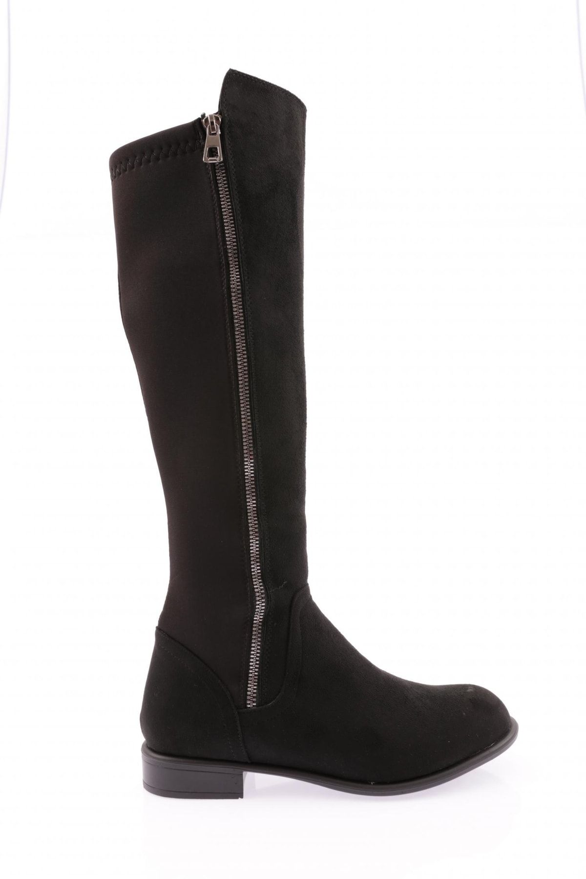 Black flat knee high boots with zipper discount