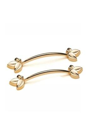 Epoksi Metal Yaprak Modern Tepsi Kulp - Gold Image 0