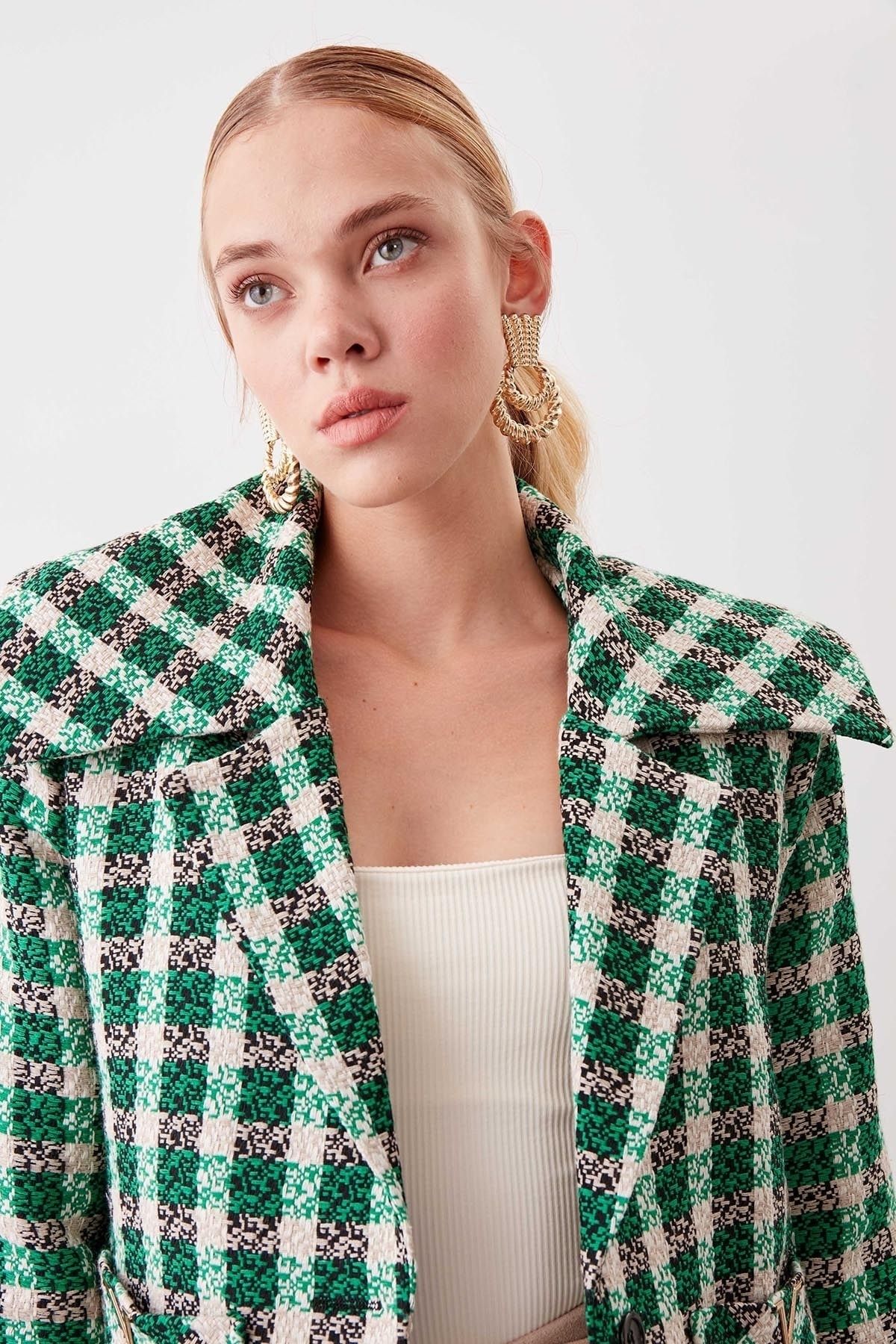 Bershka 2024 houndstooth coat