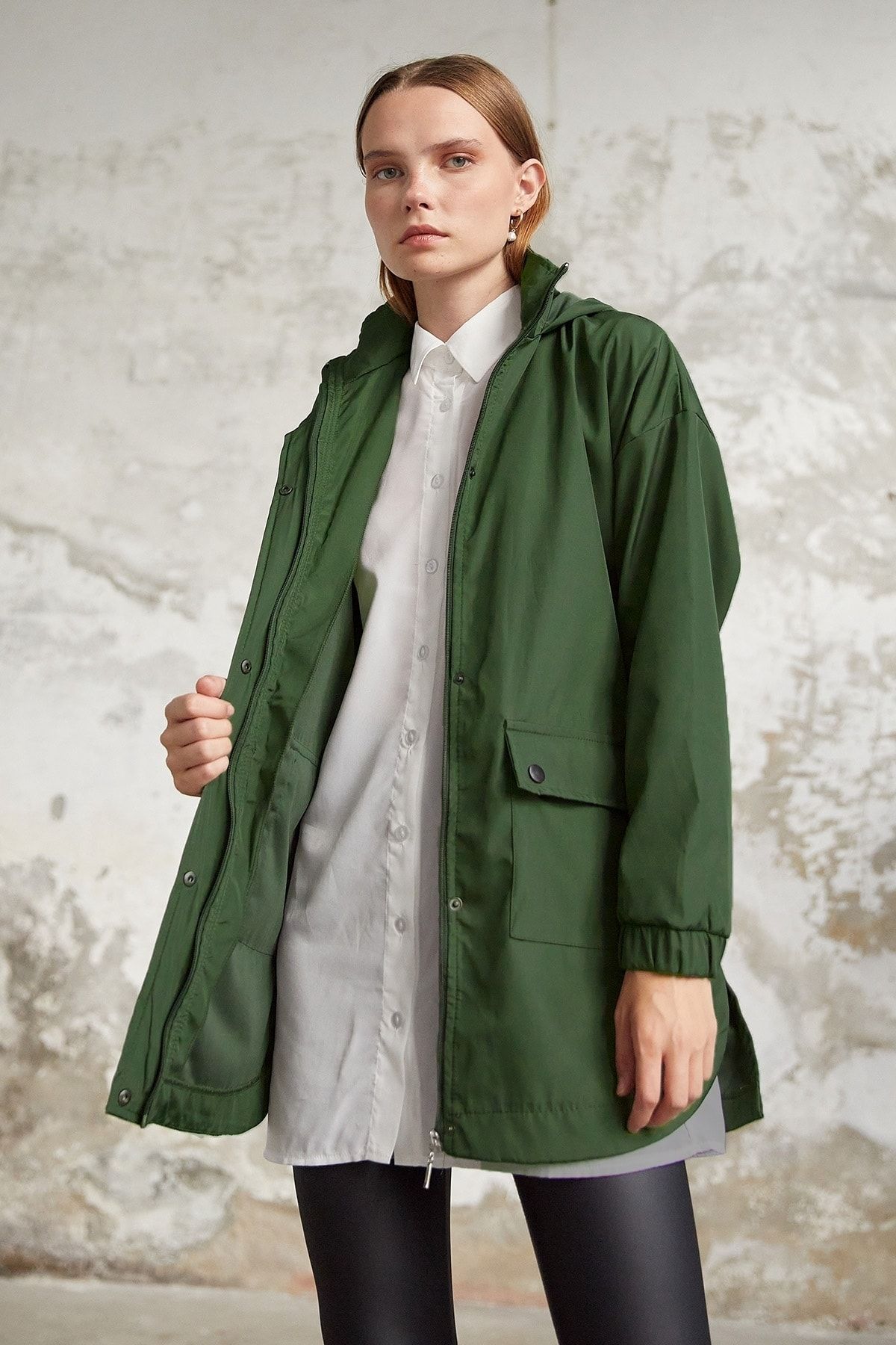 InStyle Rosa Short Belted Trench Coat Khaki Trendyol