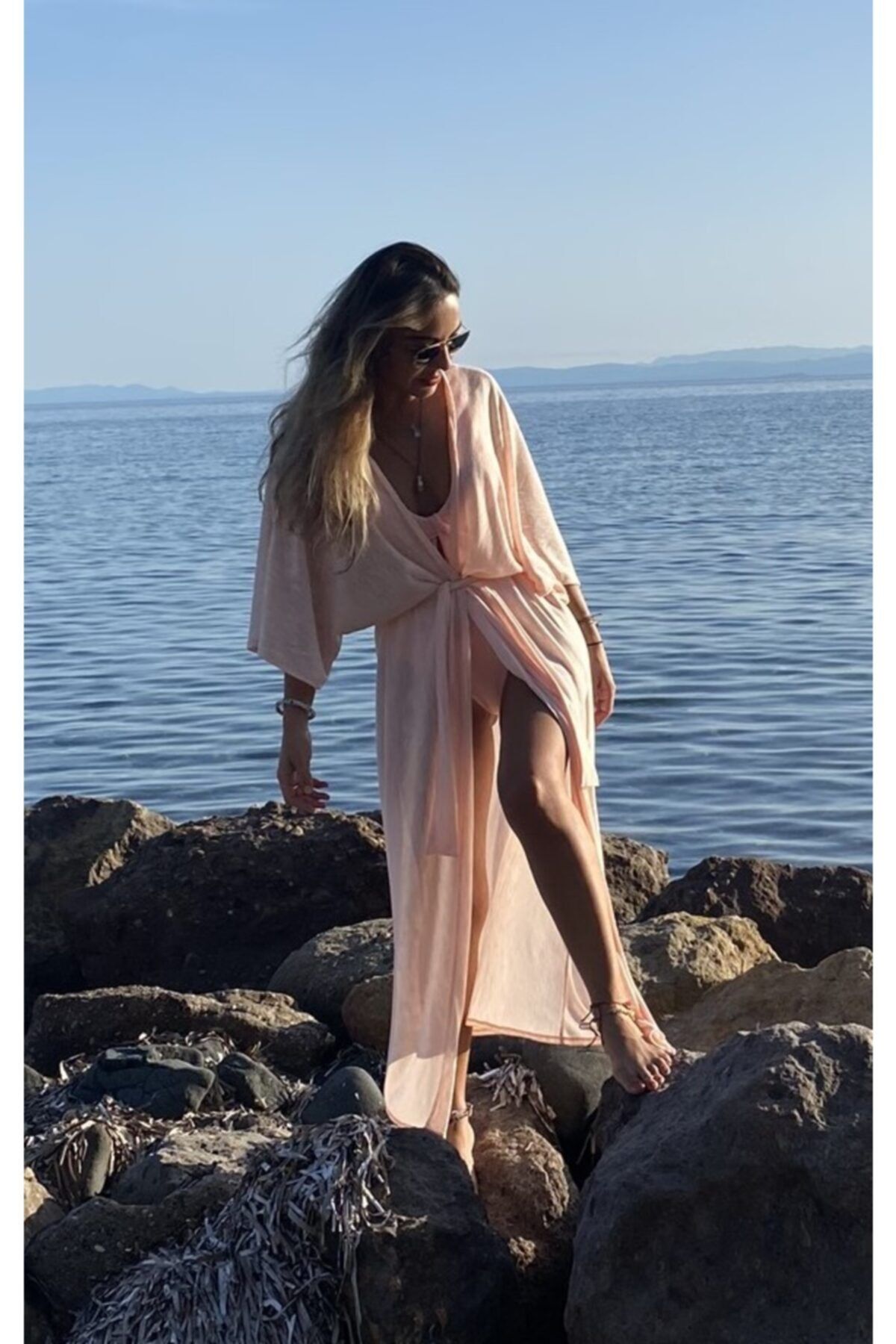 BEACHTALK Flamlı Penye Kumaştan Uzun Kimono