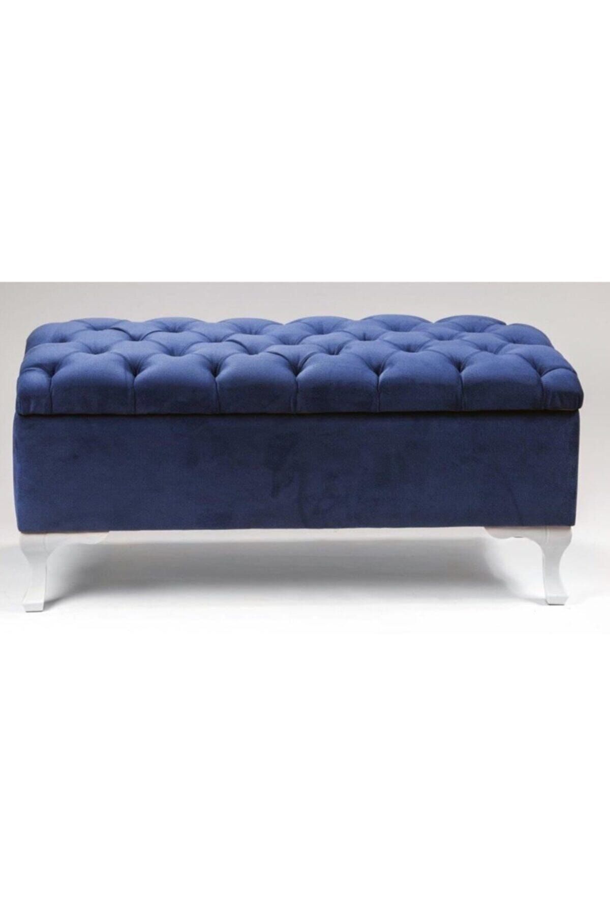 Karetta Mobilya Sandıklı Puf 90cm Mavi