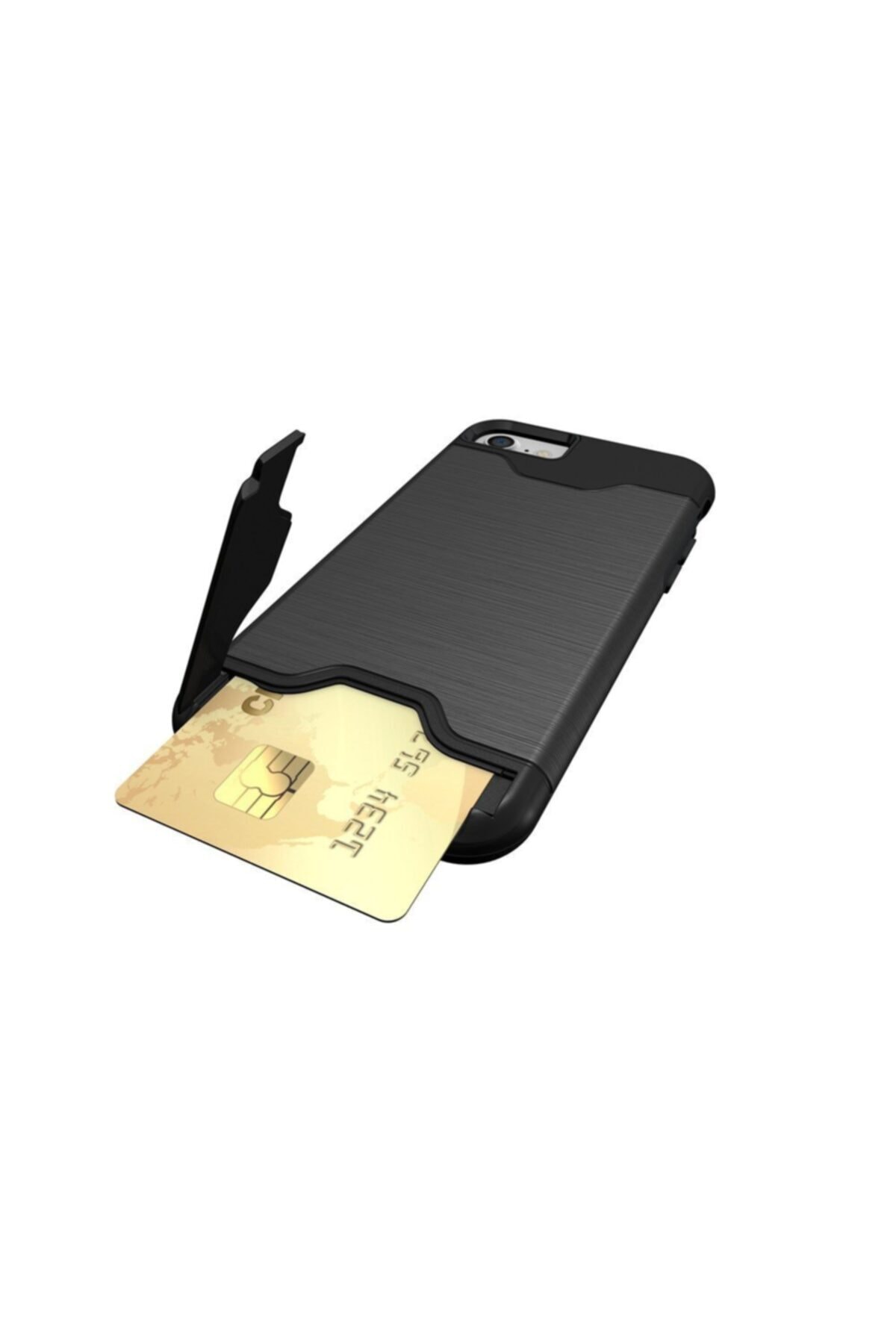 Miyosa Iphone 7 8 Uyumlu  Kartlı Siyah Cüzdan Kılıf