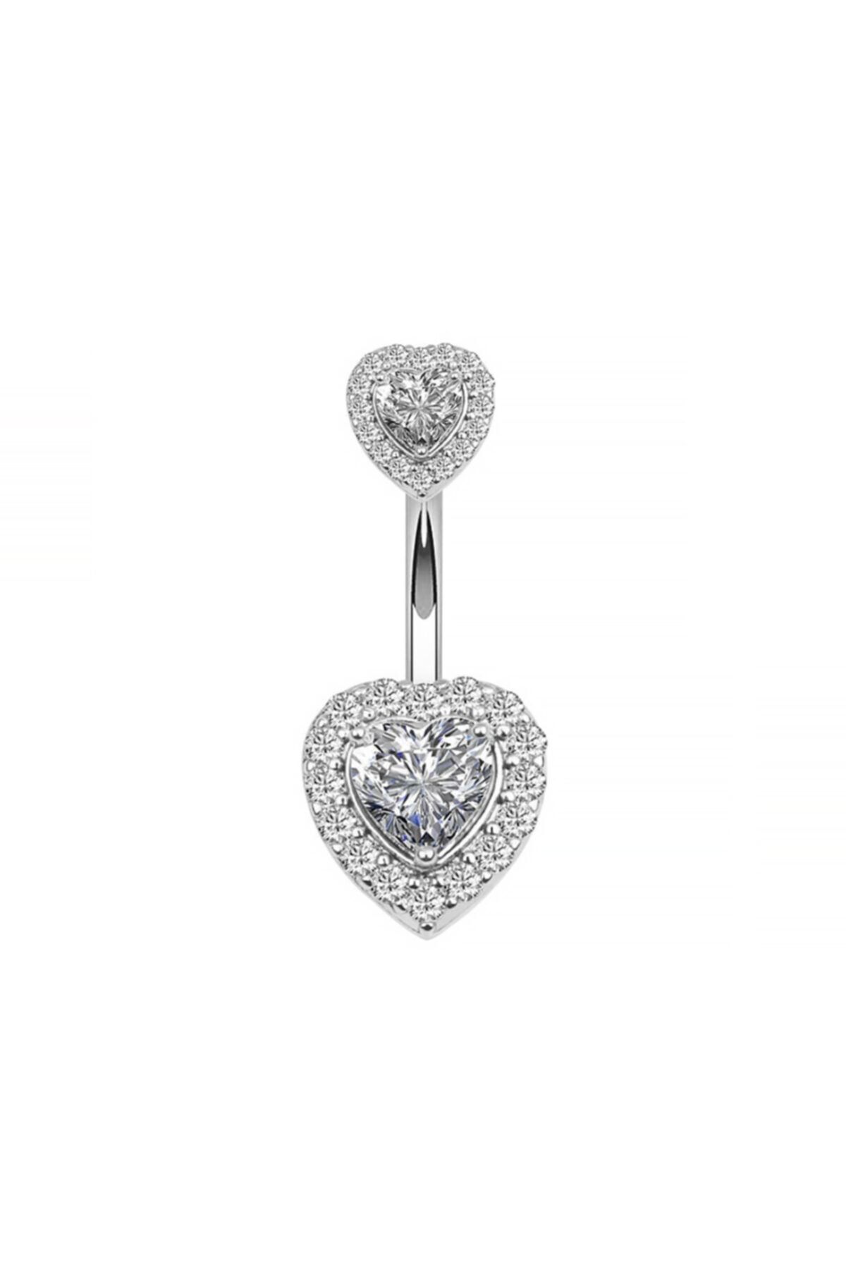 Chavin Çift Kalp Taşlı Komple Taşlı Göbek Piercing Eg58by