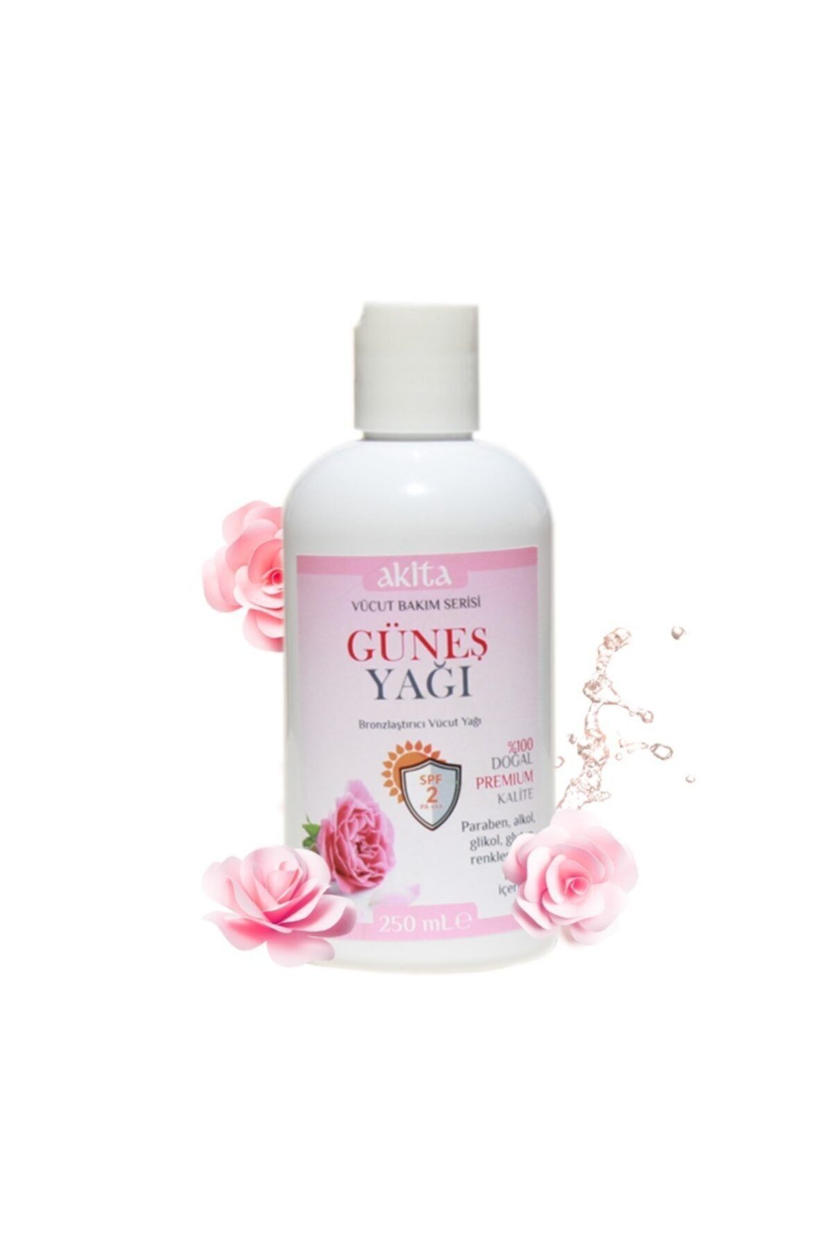 Akita % 100 Doğal Bronzlaştırıcı Güneş Yağı Spf2 250ml