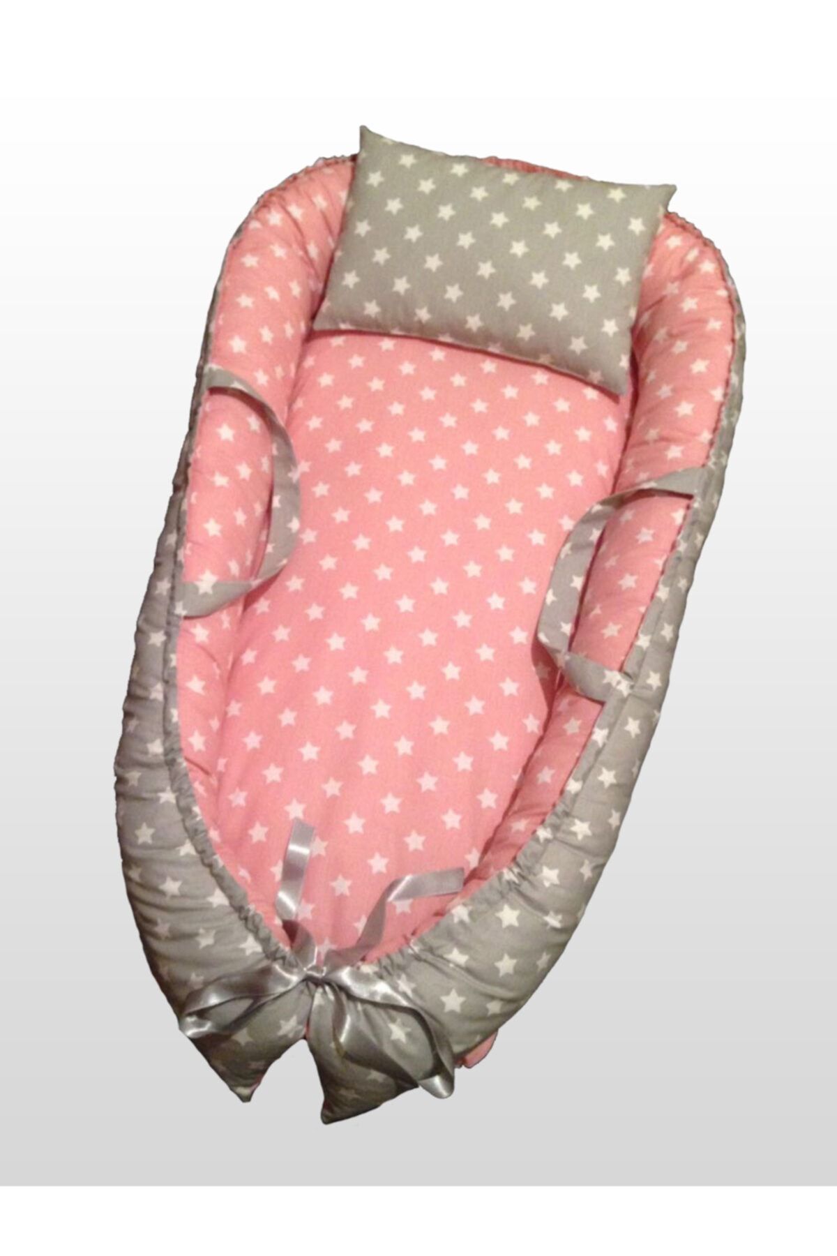 Babyce B020 - Pudra Yıldızlı Ve Gri Yıldızlı Babynest