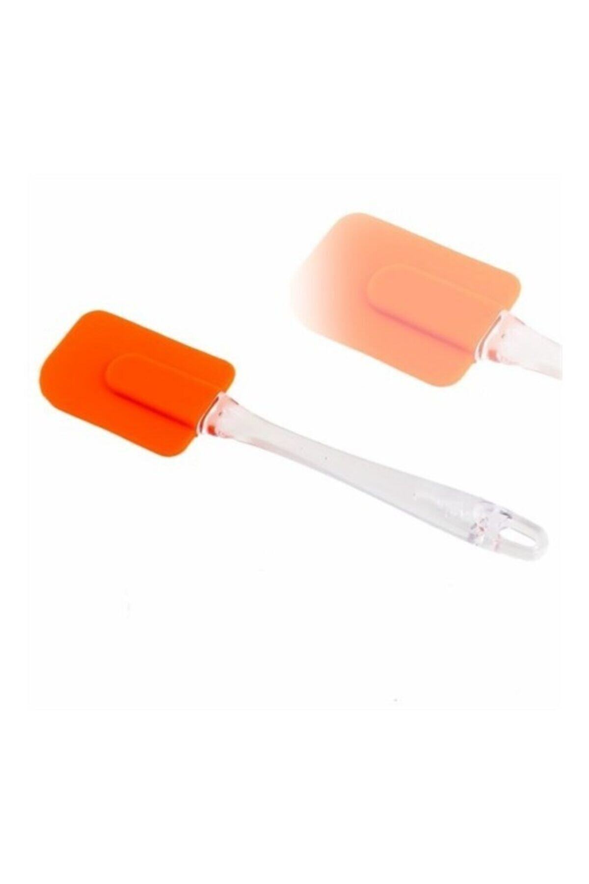 Atadan Küçük Şeffaf Saplı Silikon Spatula Oranj