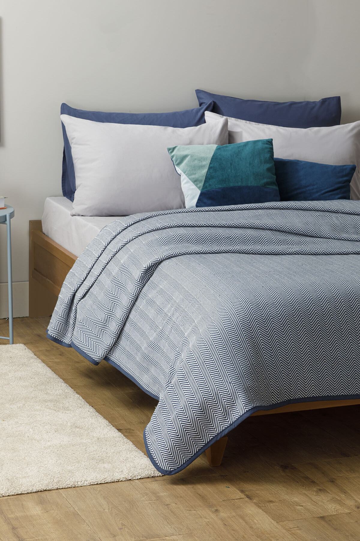 english home lancia dokuma cift kisilik yatak ortusu 200x230 cm indigo fiyati yorumlari trendyol