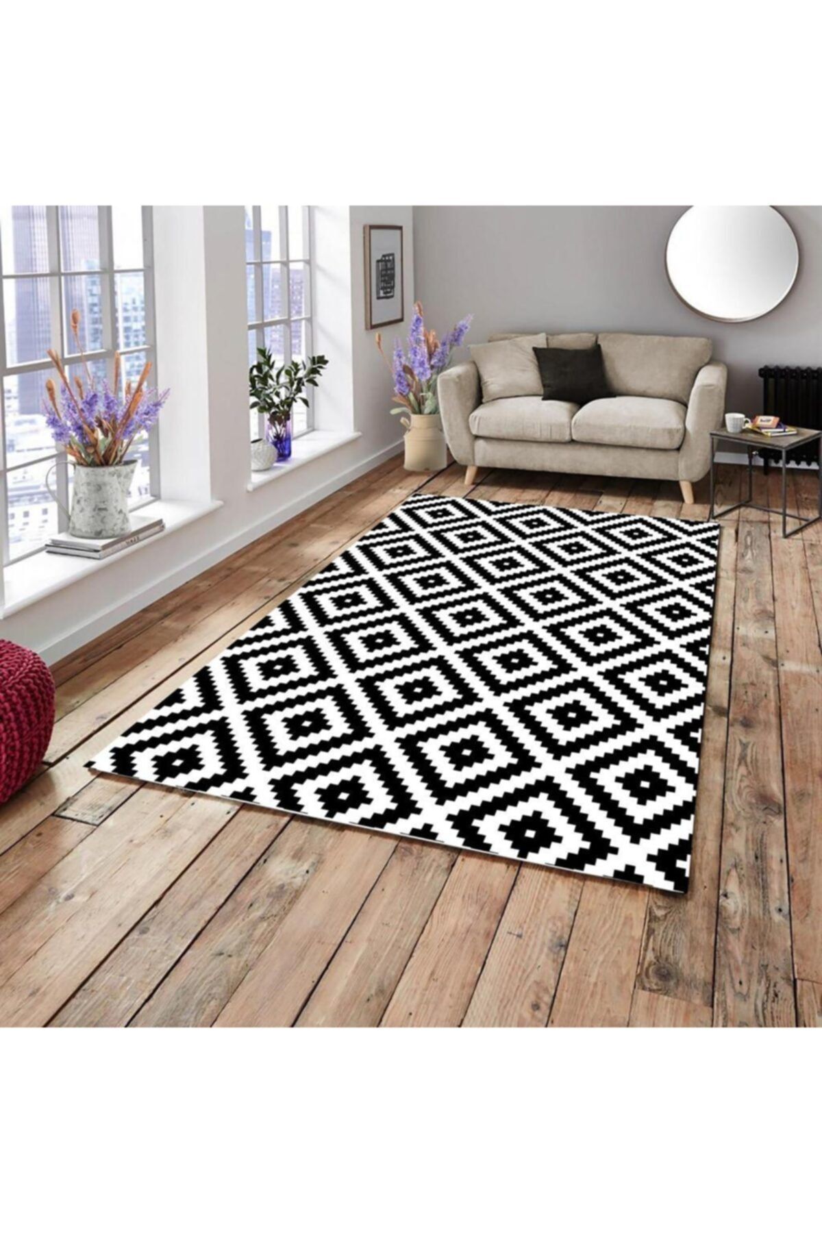 MEKA HOME Modern Desen Lastikli Kadife Halı Örtüsü