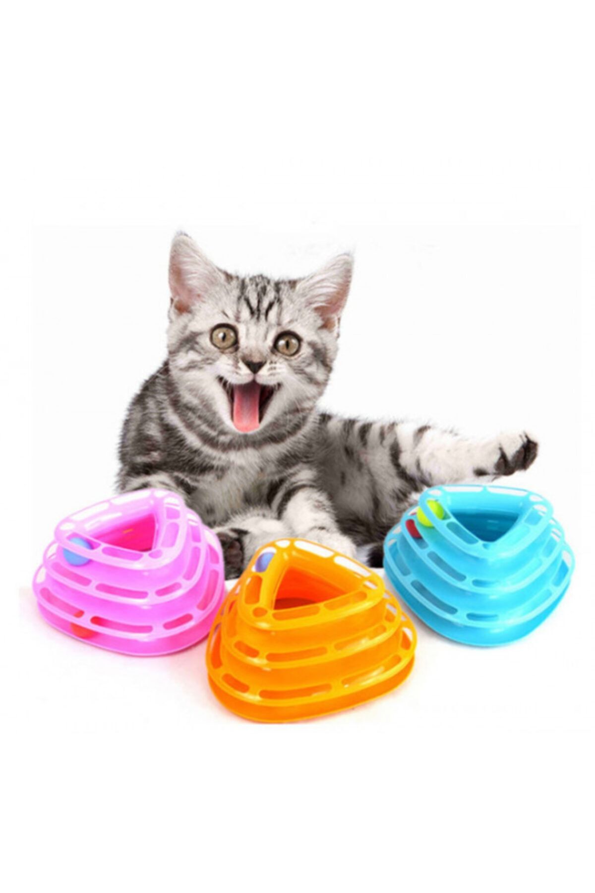 Mixpet Üç Katlı Dönen Toplu Üçgen Kedi Oyuncağı