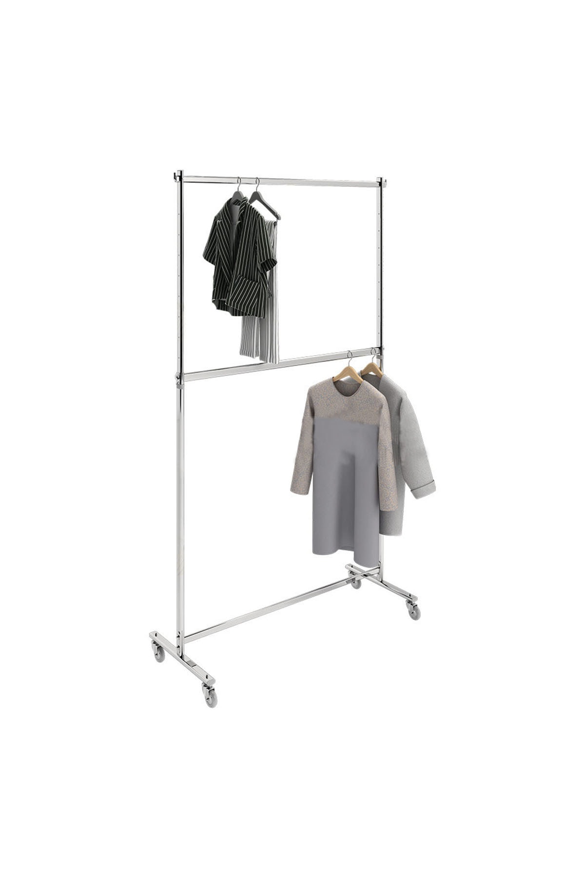 Manken İstanbul Yüksek Kalite Çift Katlı Krom Kaplama Metal Orta Stand Askılık