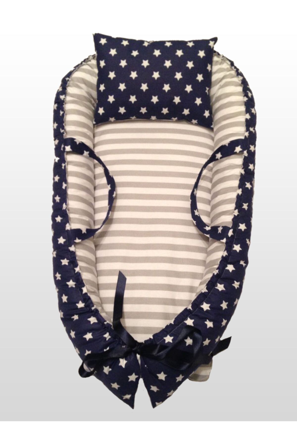 Babyce Lacivert Yıldızlı Ve Gri Çizgili Babynest B018