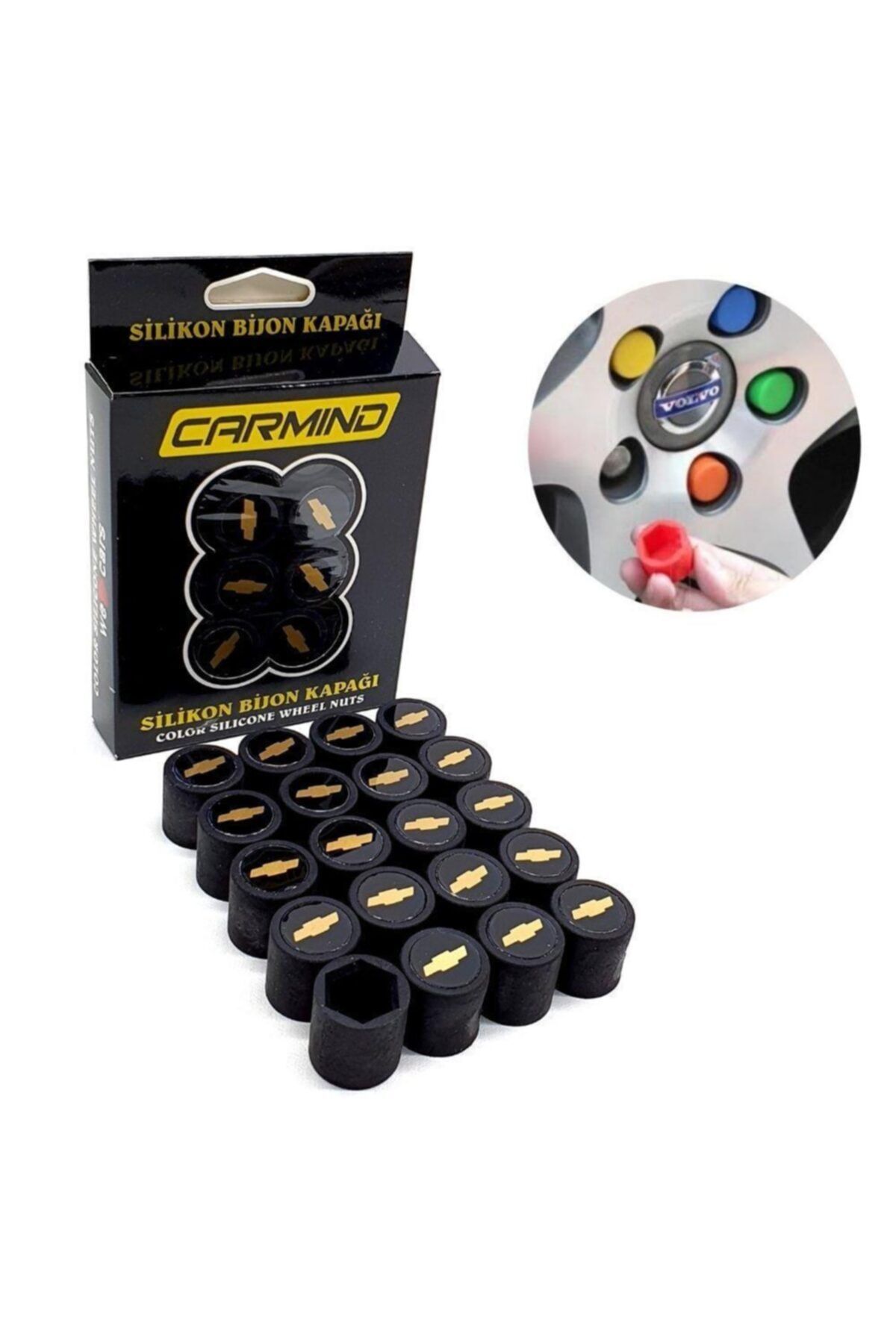 Carmind Chevrolet Siyah Silikon Bijon Kapağı 17 Mm