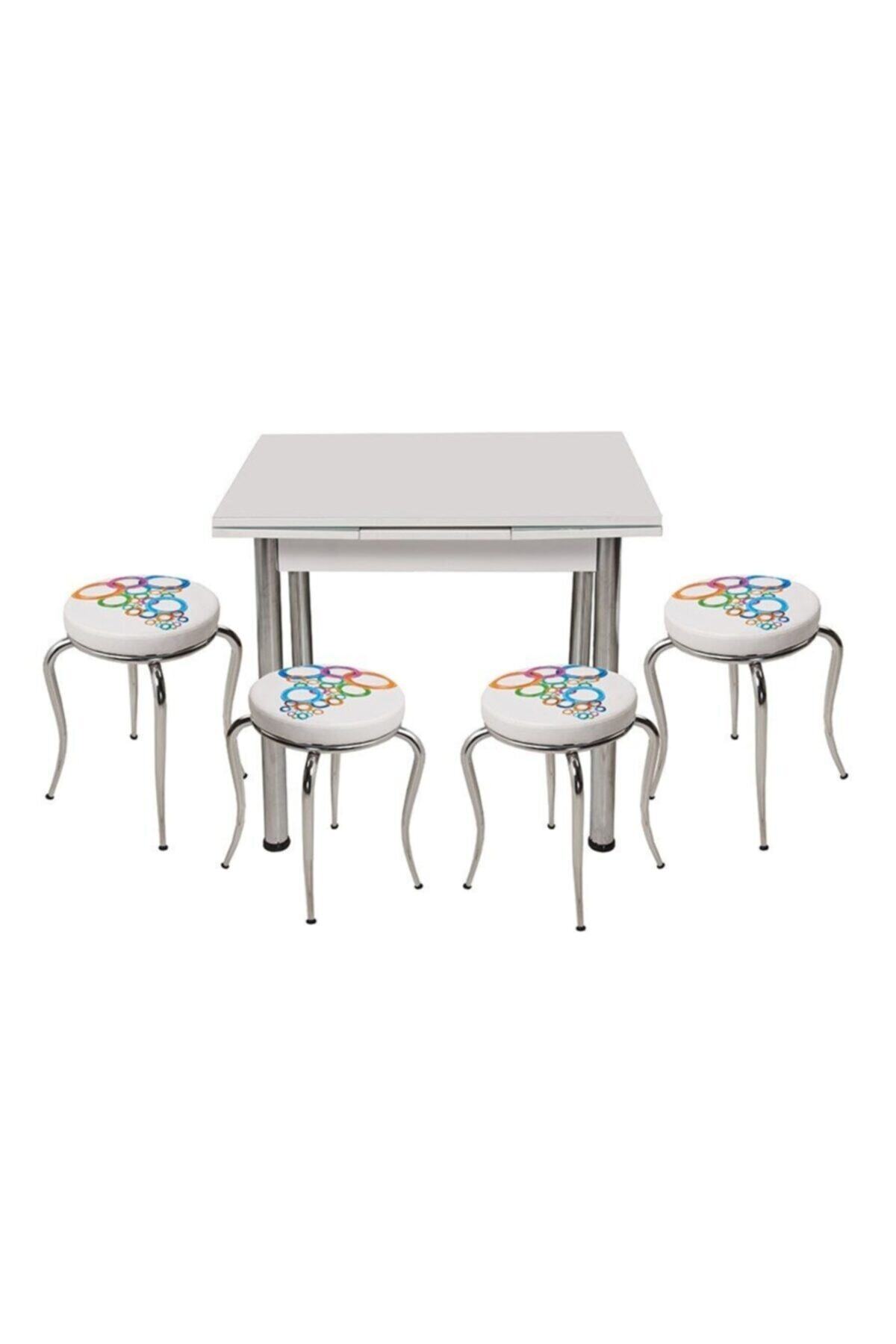 Evistro Ahşap Mutfak Masa +4 Tabureli- Kargo Bedava