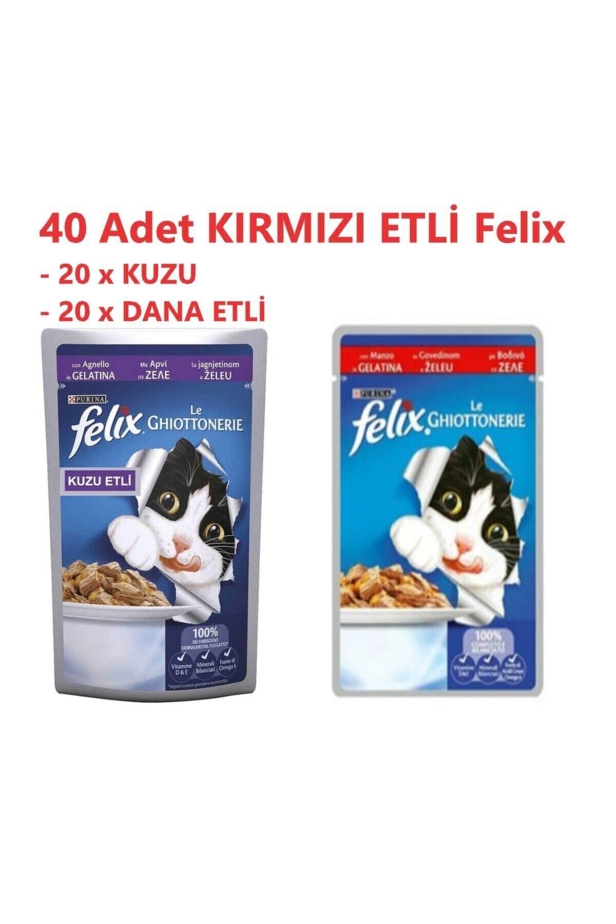 Purina Felix Felix Fırsat Paketi 40 Kırmızı Etli Yaş Kedi Mama 20 Kuzu + 20 Dana Etli