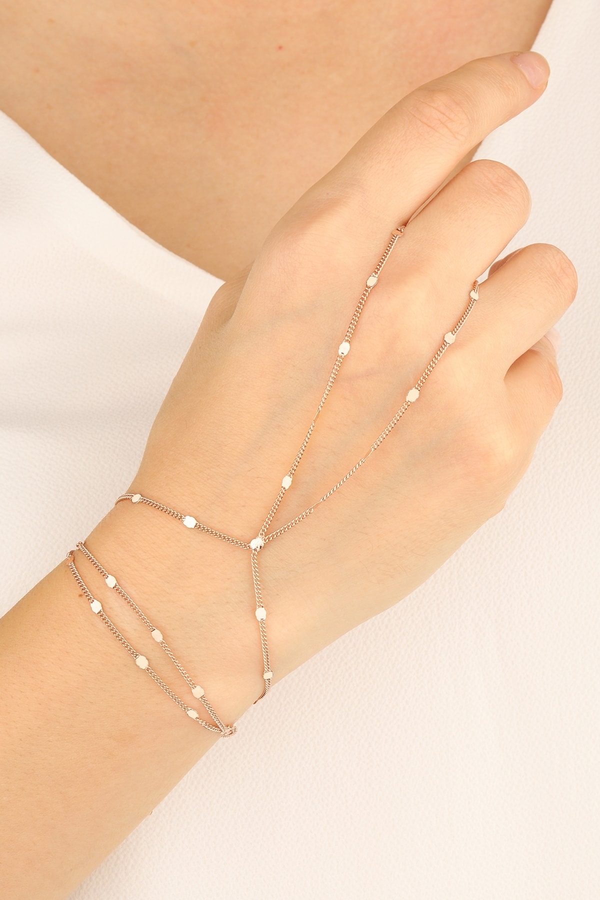 Mistik Silver Kadın Pembe Ezme Köşeli Zincir Gümüş Şahmeran