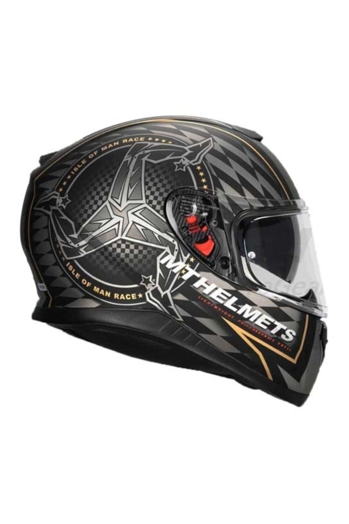 MT Kask Thunder 3 Isle Of Man Matt Black Gold Güneş Vizörlü