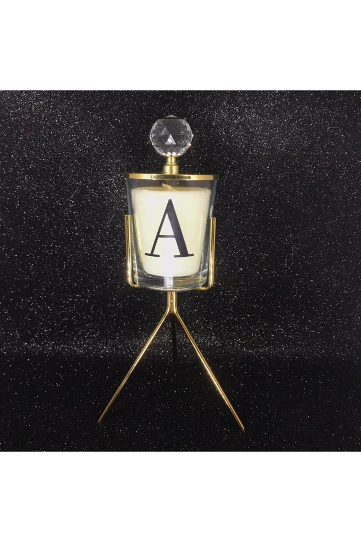 Aymercan (a-harf Gold) Ayaklı Mum - Ayaklı Bardak Mum - Harfli Mum - Sunum Mumluk - Söz Nişan Mum