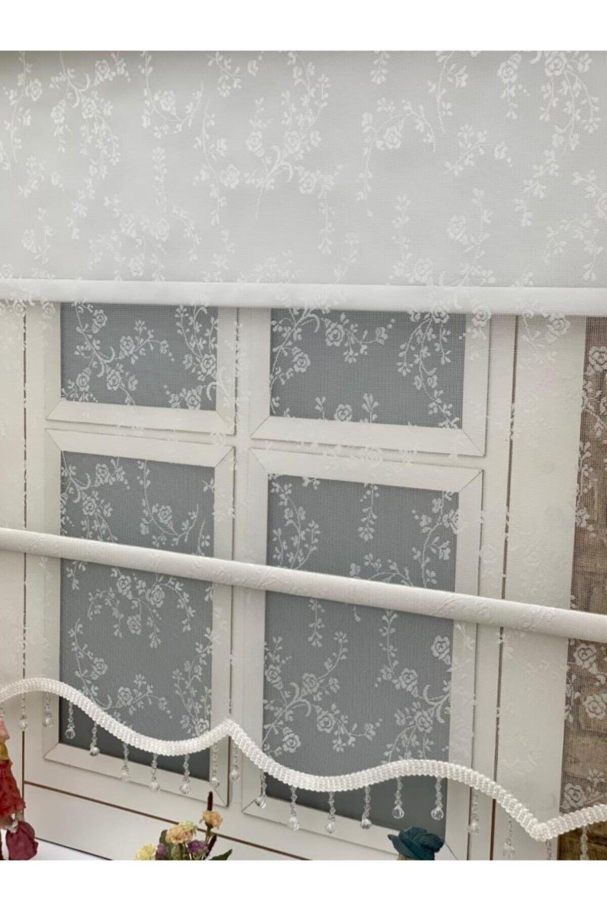YAZAR HOME Kırık Beyaz Boncuklu Zebra Stor Perde 3500