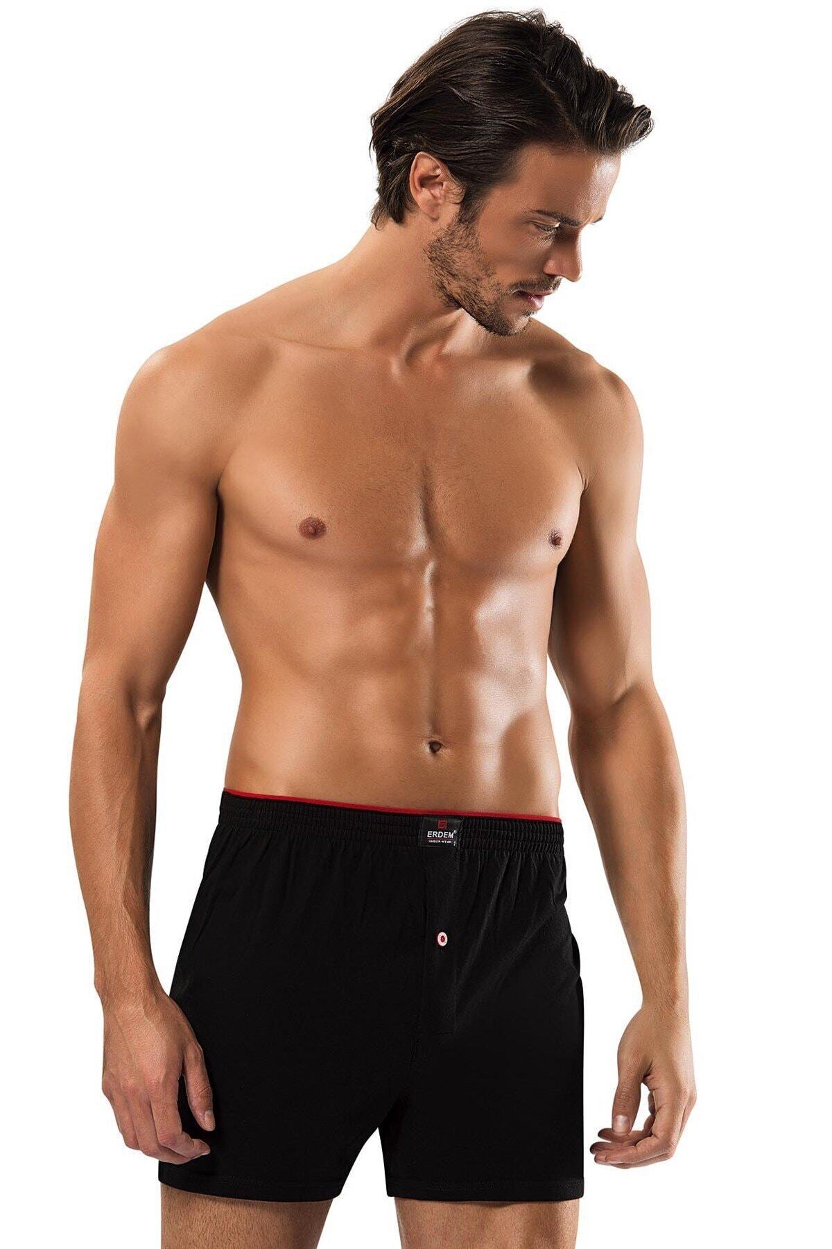 ERDEM İÇ GİYİM Erkek Siyah Düğmeli Penye Boxer 5'li 1400