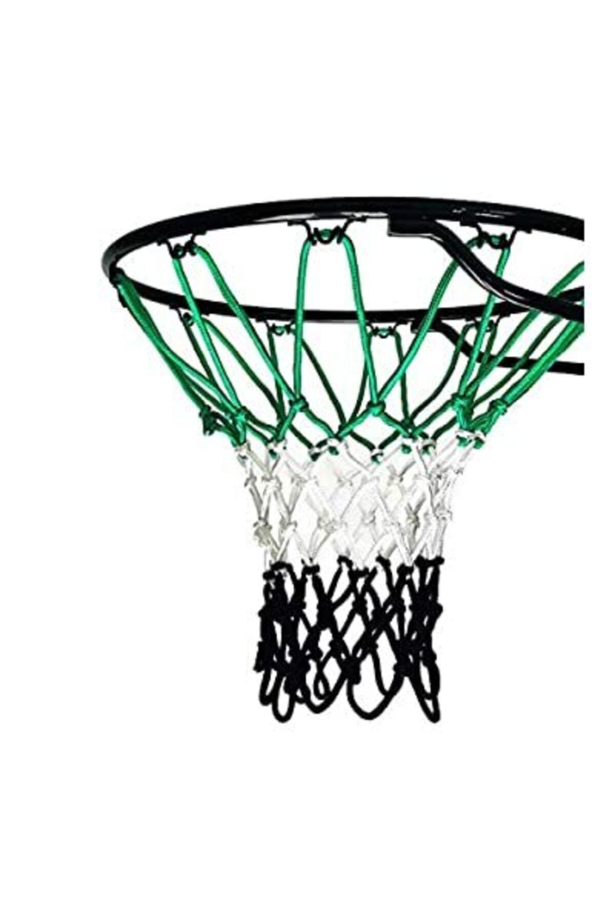 ÖZBEK Basketbol Filesi 4mm Polys. Yeşil - Beyaz - Siyah - 2 Adet (basketbol Pota Ağı)