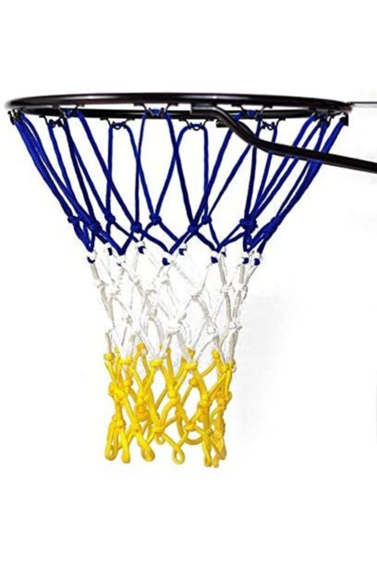 ÖZBEK Basketbol Filesi 4mm Polys. Sax Mavi - Beyaz - Sarı - 2 Adet (basketbol Pota Ağı)