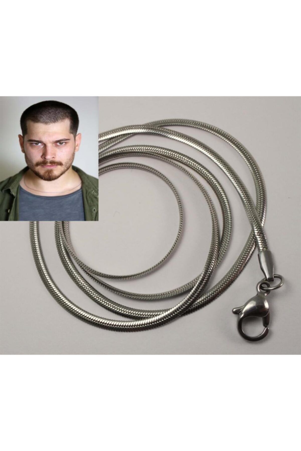 OSMANLI GÜMÜŞ Yassı Model Snake Yılan Kolye Erkek Çelik Kolye Zincir 316l Paslanmaz Çelik