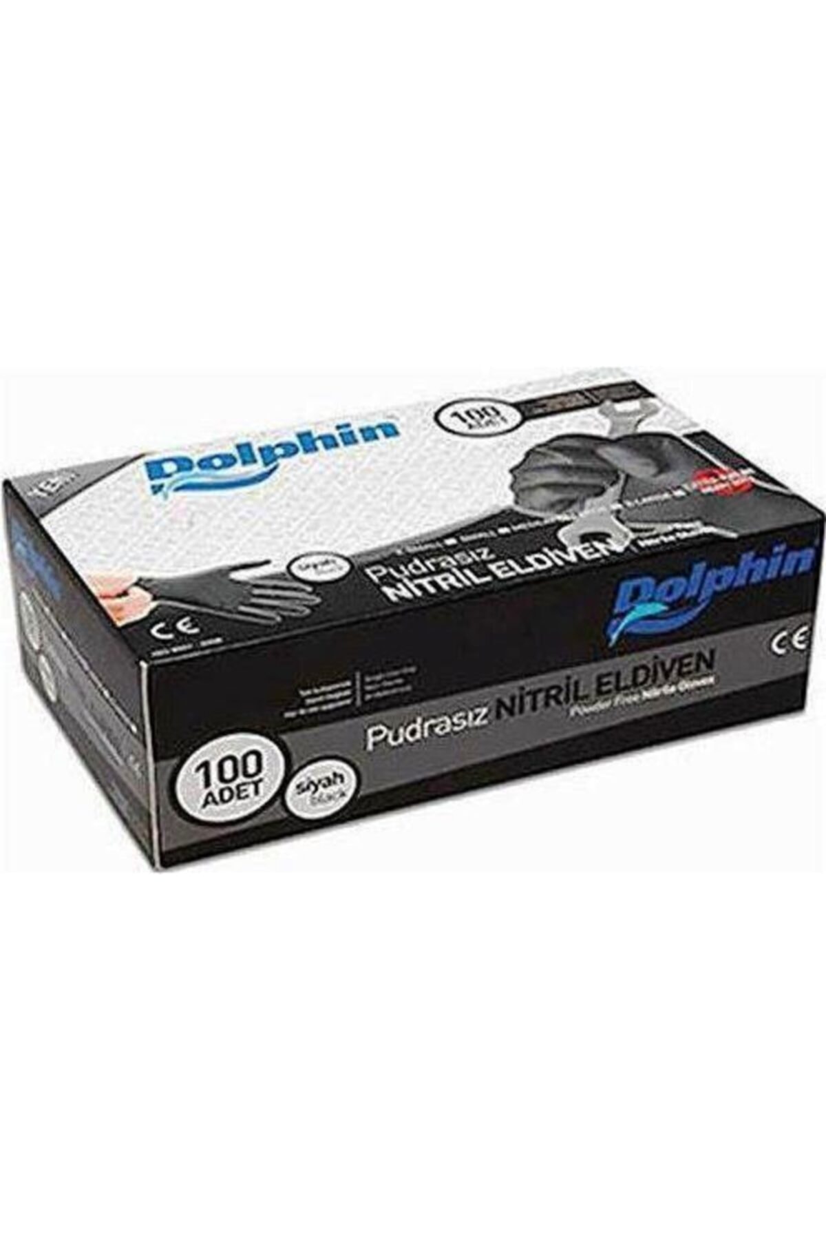 HS AMBALAJ Pudrasız Siyah Ekstra Kalın Nitril Orta Boy (M) 100 Adet Eldiven