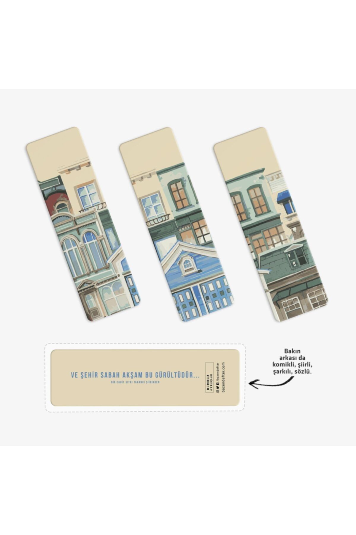 Bazen Defter Şehirleşmek Üçlü Kitap Ayracı Seti